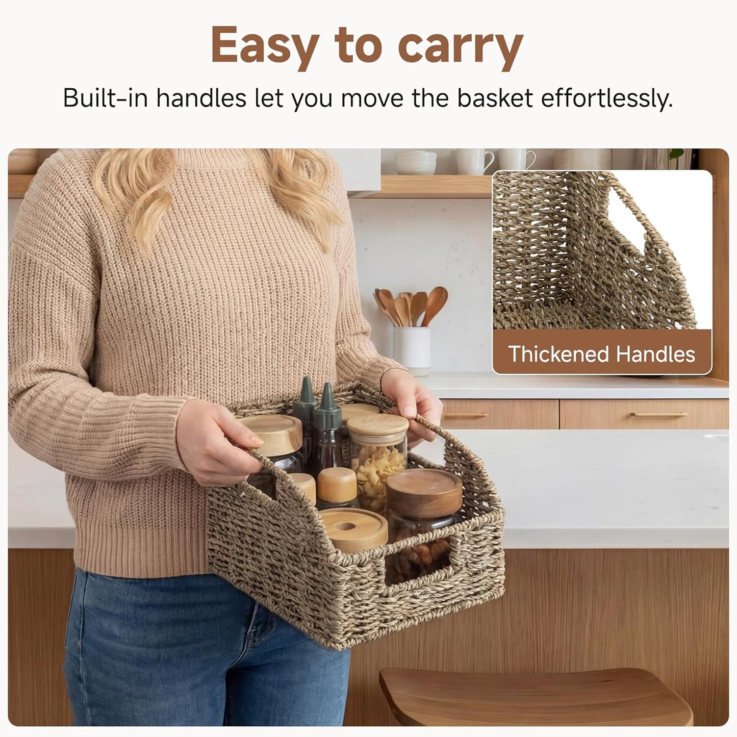 Wicker Baskets for Organizing / 2 x 8 / Natural