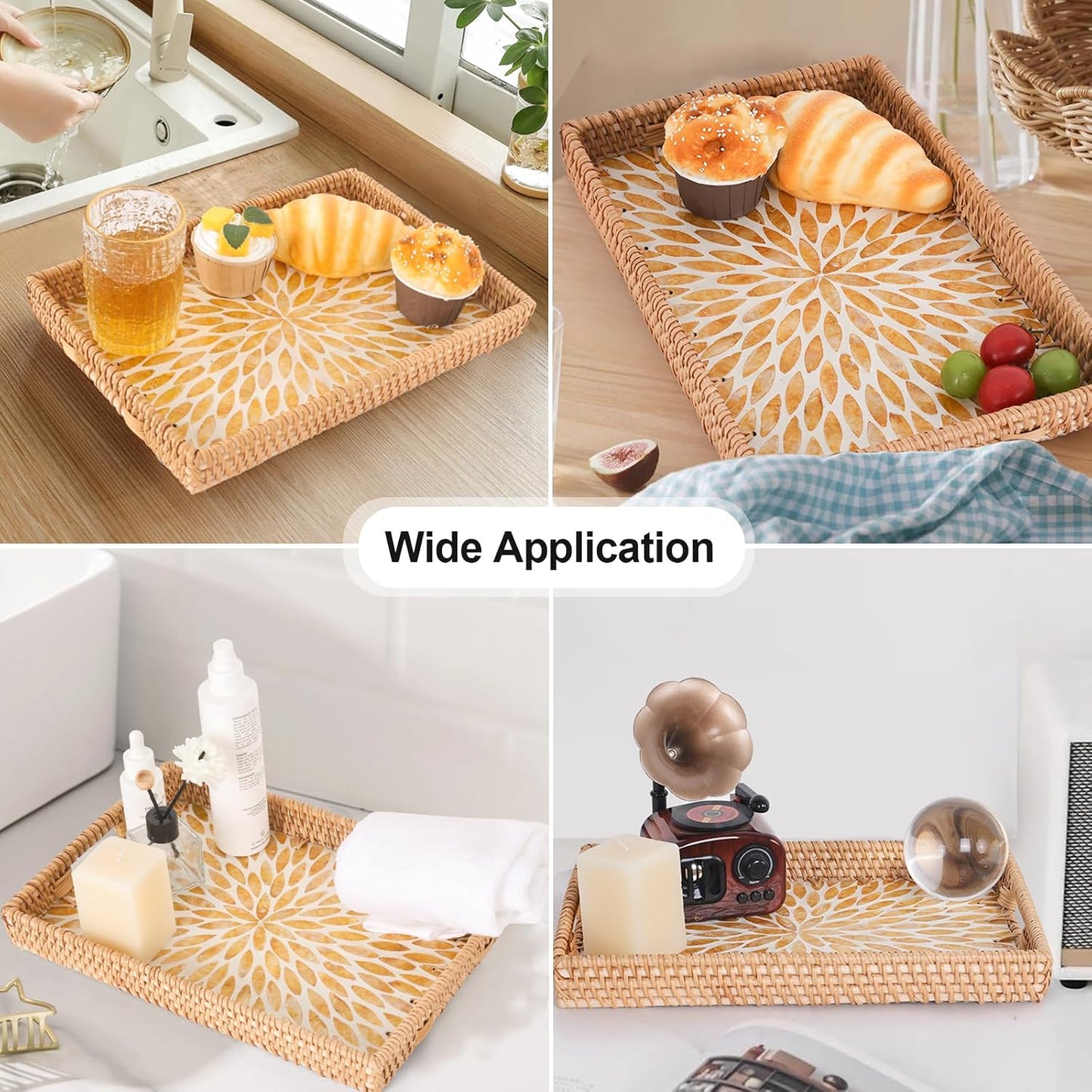 Rattan Serving Tray / Amber Leaf