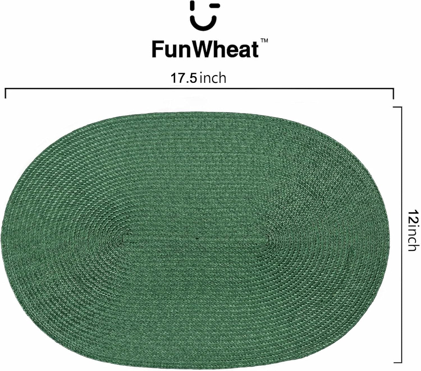 FunWheat Oval Braided Placemats Set of 8 Table Mats for Dining Tables Washable Heat Resistant Place Mats for Indoor