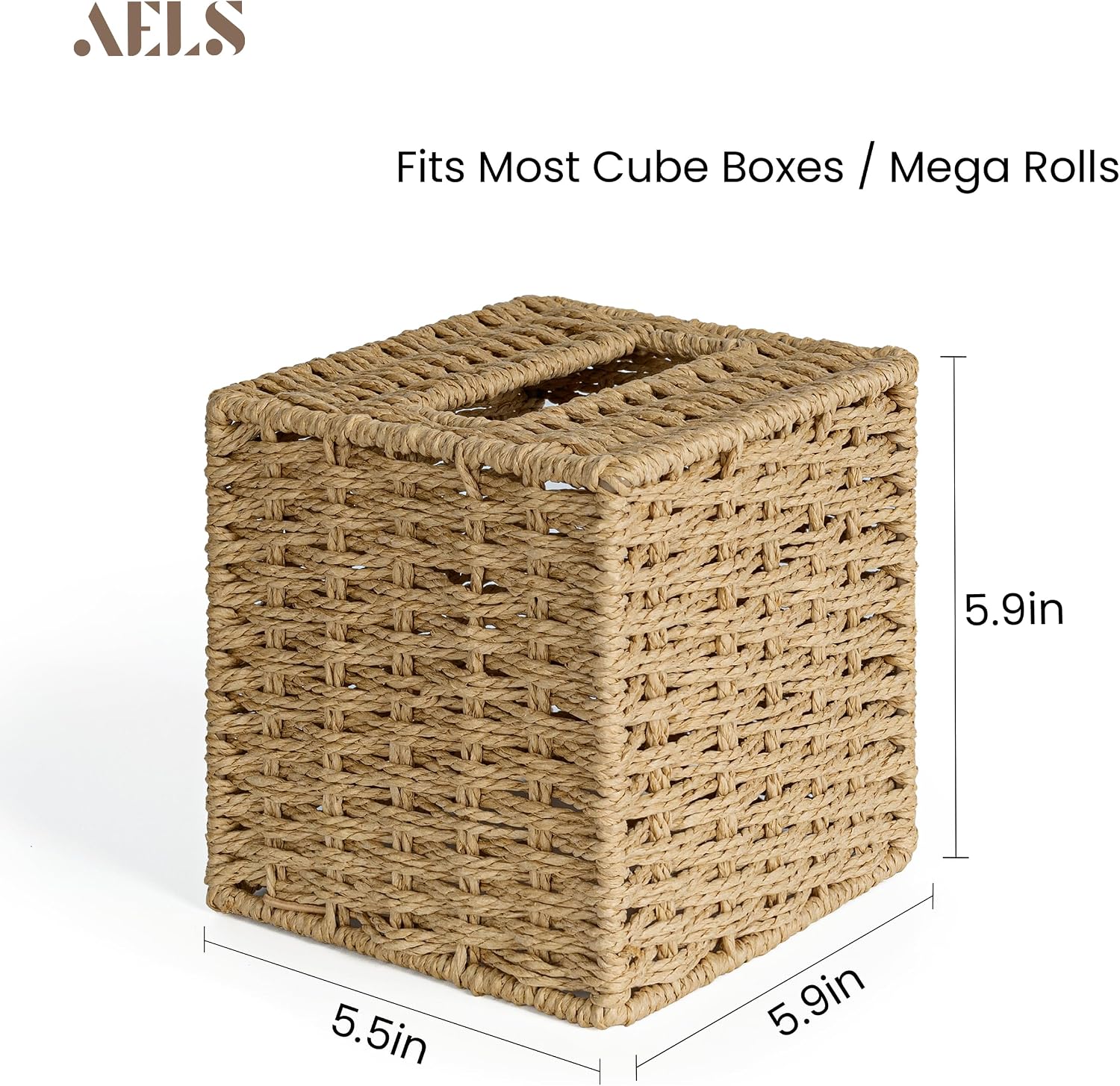Farmhouse Tissue Box Cover / Natural / Square