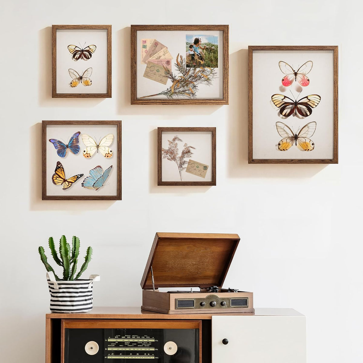 12x16 Large Shadow Box Picture Frame Display Case with Soft Linen Back, Brown Wooden Memory Shadow Box Frame with