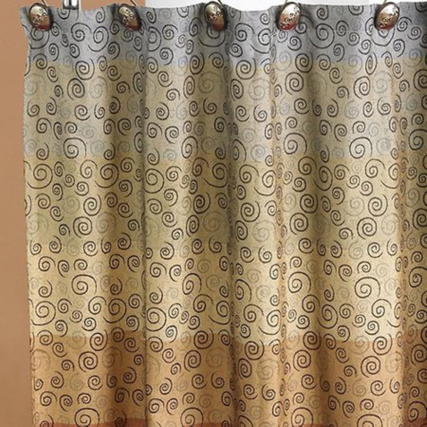 Zahari Home 13pc Miramar Bathroom Shower Curtain Sets Shower Curtain & 12 Shower Bathroom Hooks Modern Classic Luxury