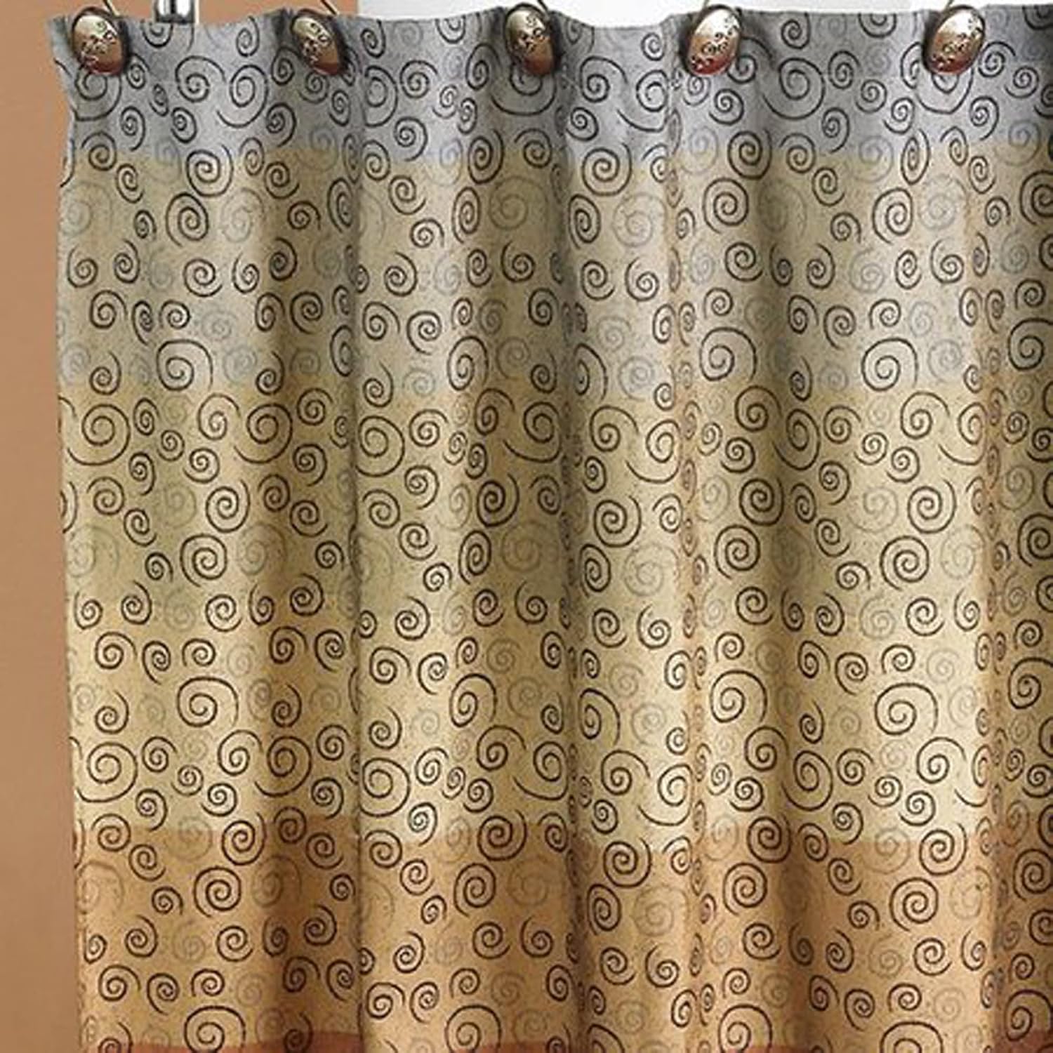 Zahari Home 13pc Miramar Bathroom Shower Curtain Sets Shower Curtain & 12 Shower Bathroom Hooks Modern Classic Luxury