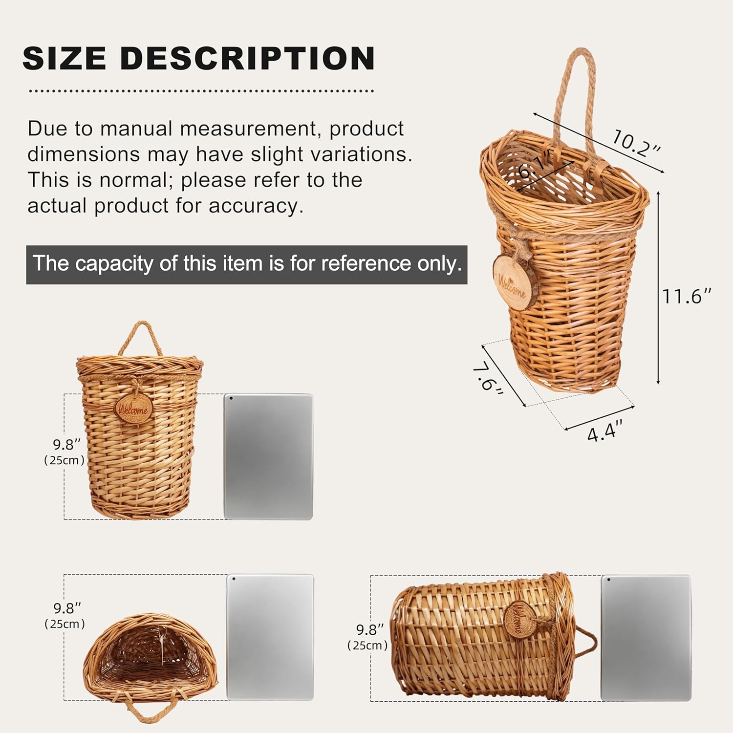 Woven Hanging Basket Door Hanging Basket Wall Decorations / Wicker