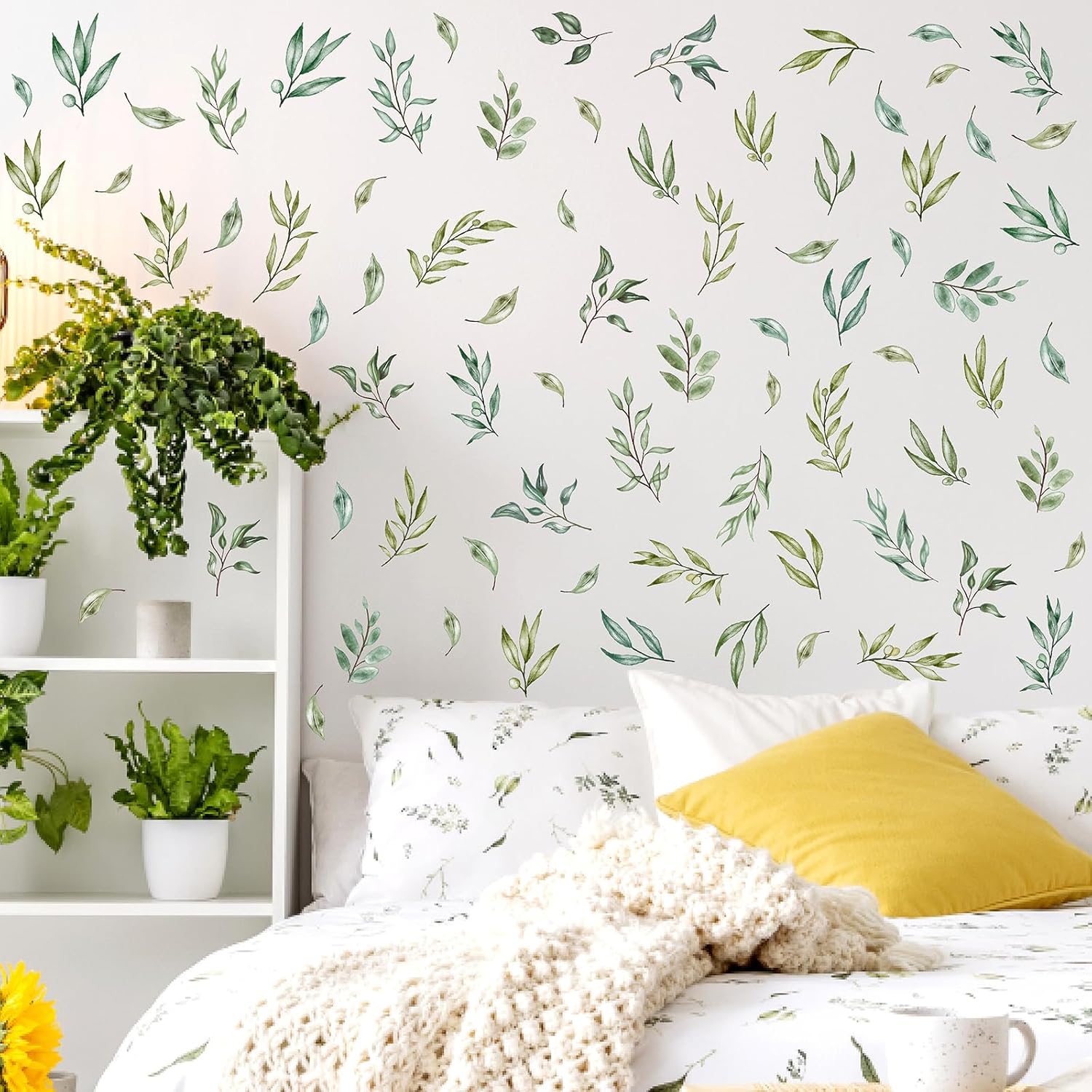Wall Stickers Green Tree Leaf Wall Stickers Boho Leaf Decal Modern Leaves Wall Decals / Green Leaves