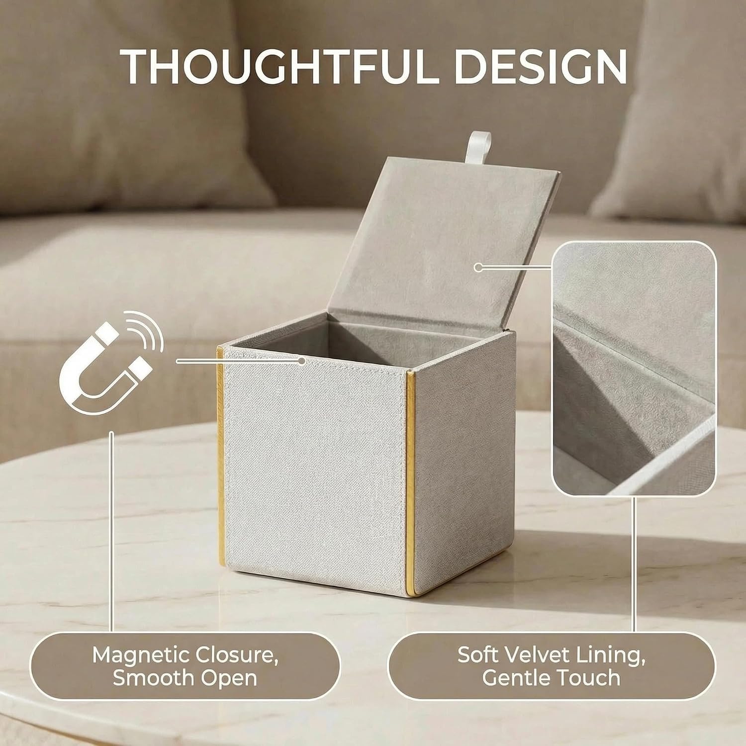 Linen Tissue Box Holder / Beige