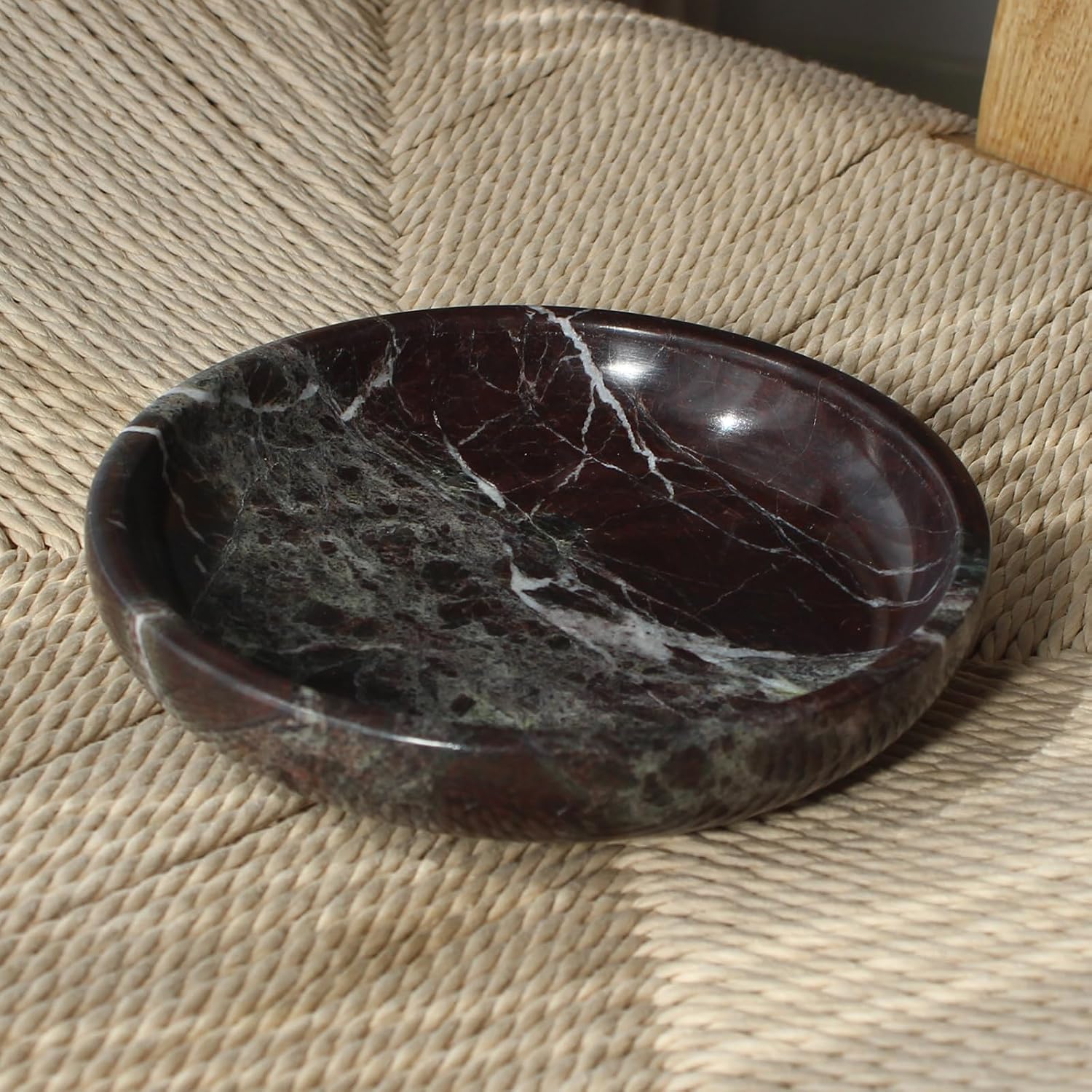 Marble Travertine Ring Dish Jewelry Tray 5.5" for Women / Rosa Levanto / Natural