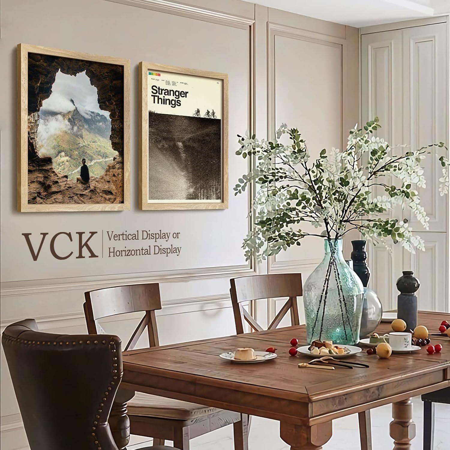 VCK 18x24 Poster Frame Set of 3, Natural Solid Wood Picture Frame with Exclusive Wood Grain, Wall Hanging