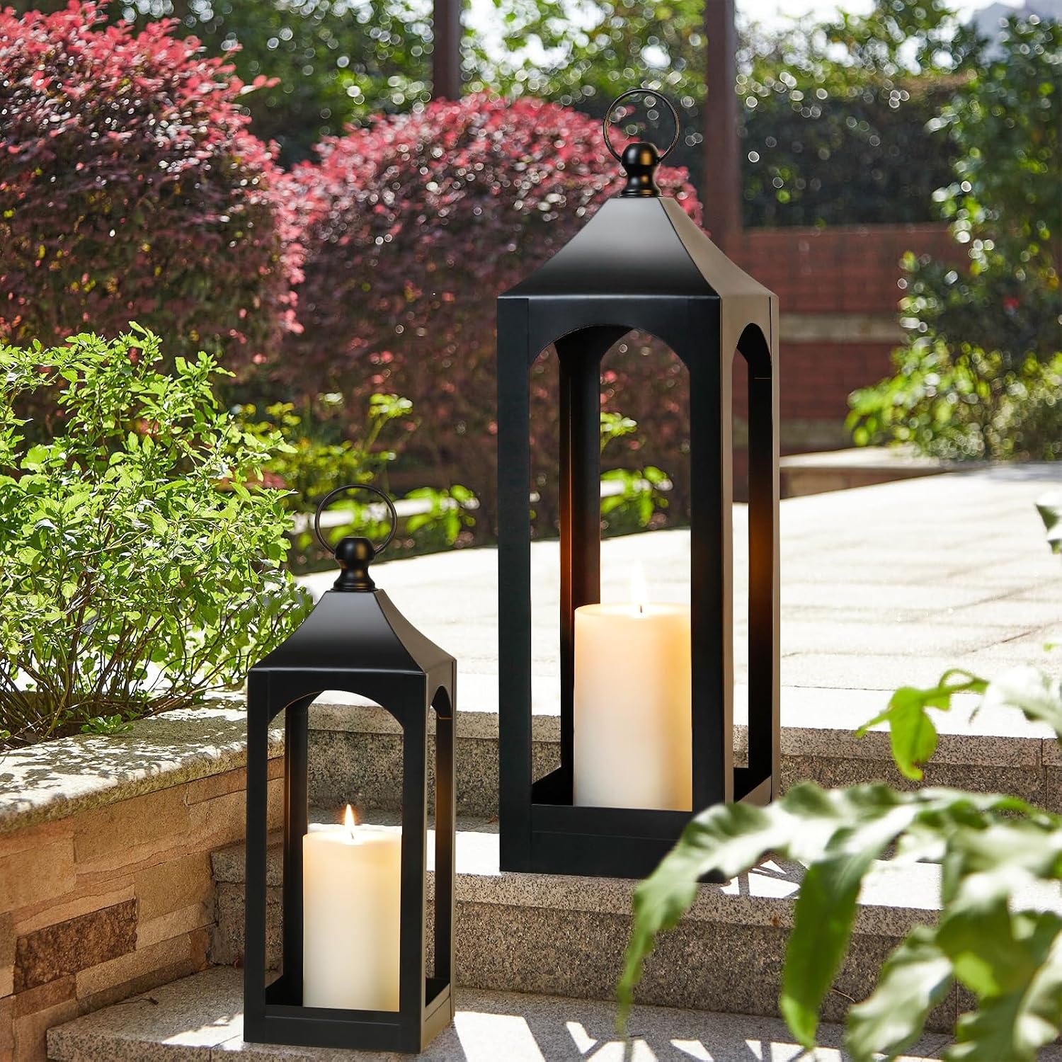 Modern Farmhouse Lantern Decor Metal Decorative Hanging Candle Lanterns | Ideal for Home Decor, Parties & Events, 21.2"