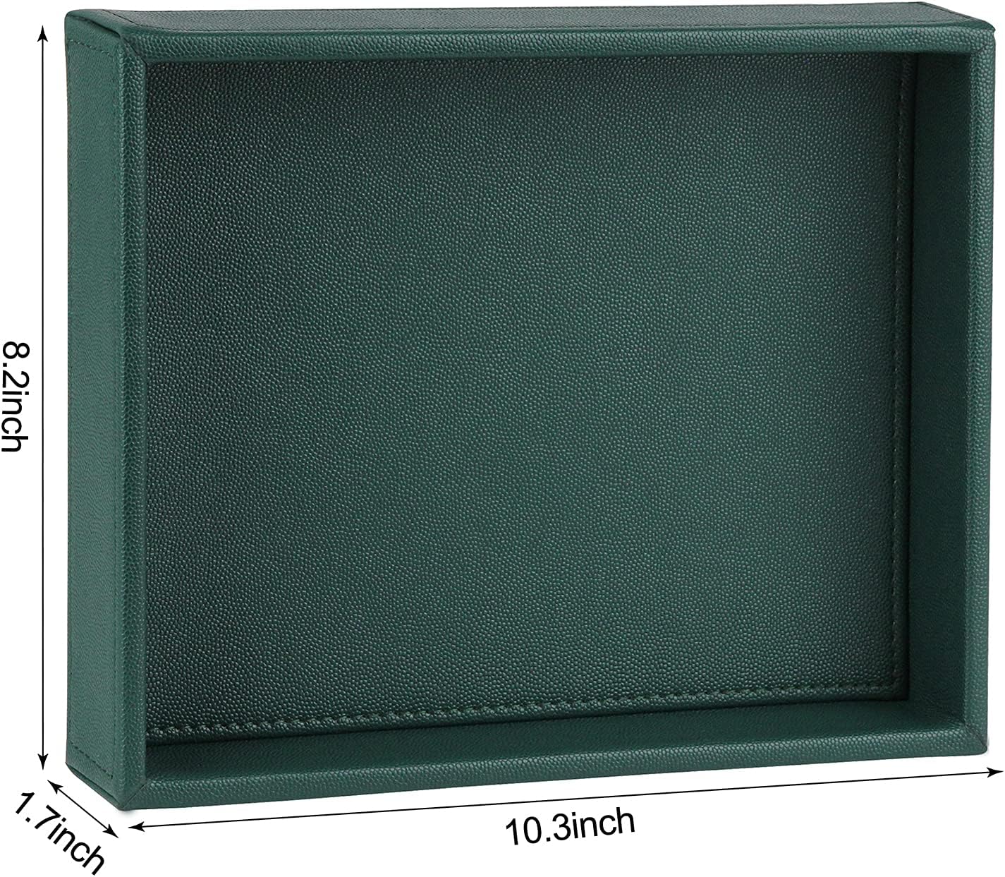 Faux Leather Decorative Tray / Dark Green / 10.2 x 8.4 x 1.8