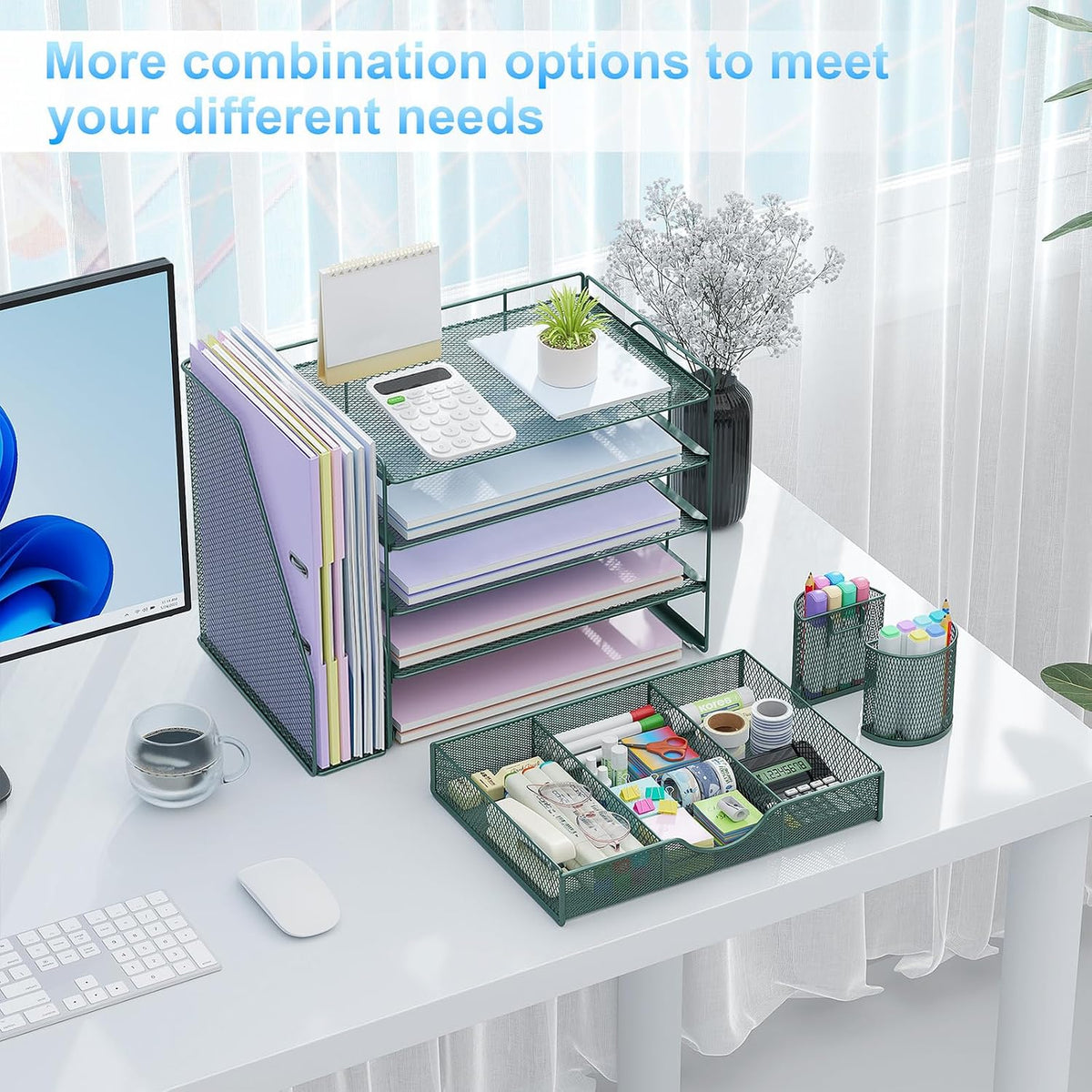 gianotter 5-Tier Desk Organizer with Drawers and File Holders | Letter Trays and Pen Holders - Workspace Accessories