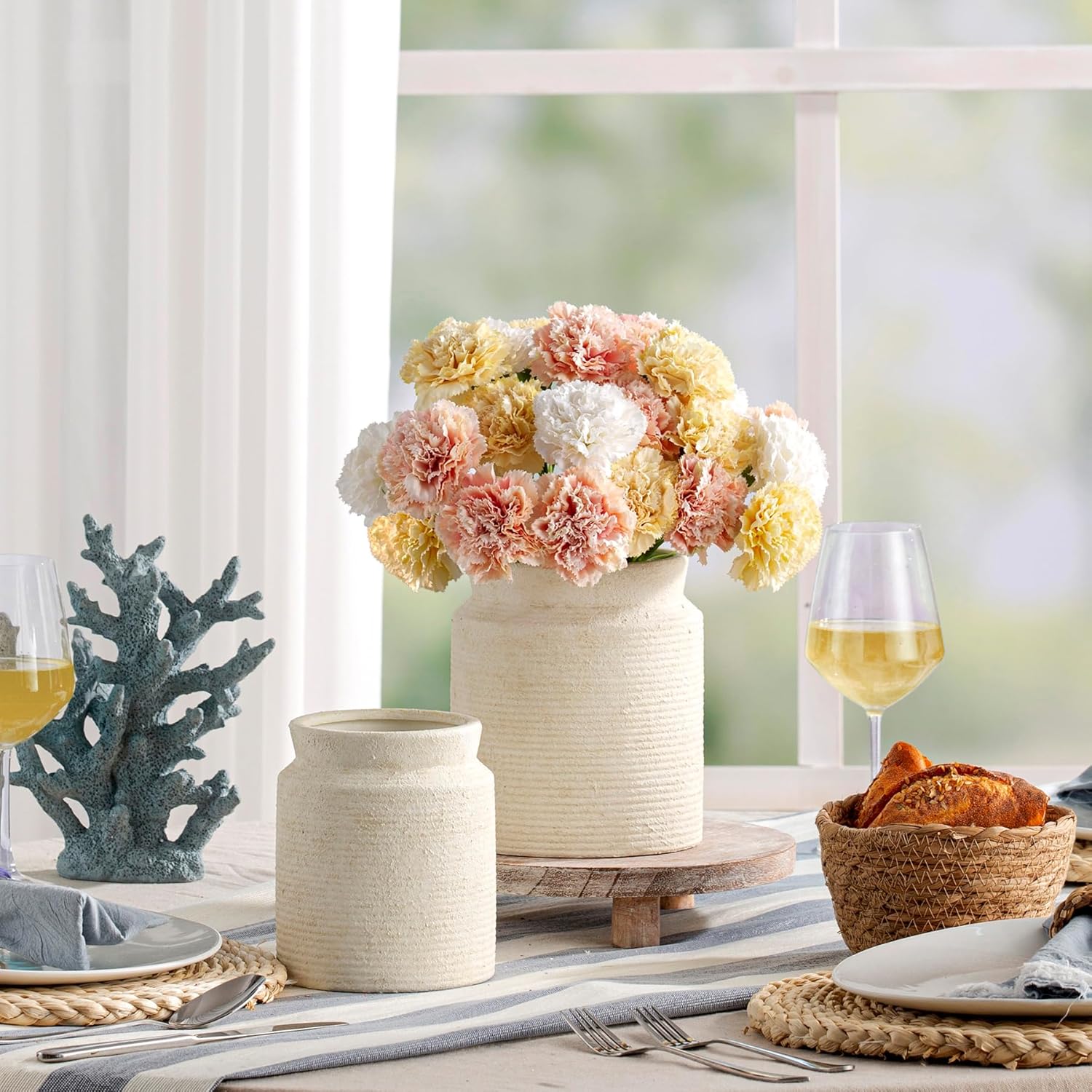 Ceramic Flower Vase Farmhouse Rustic Vase / 01-m-off White / 7.5 Inch