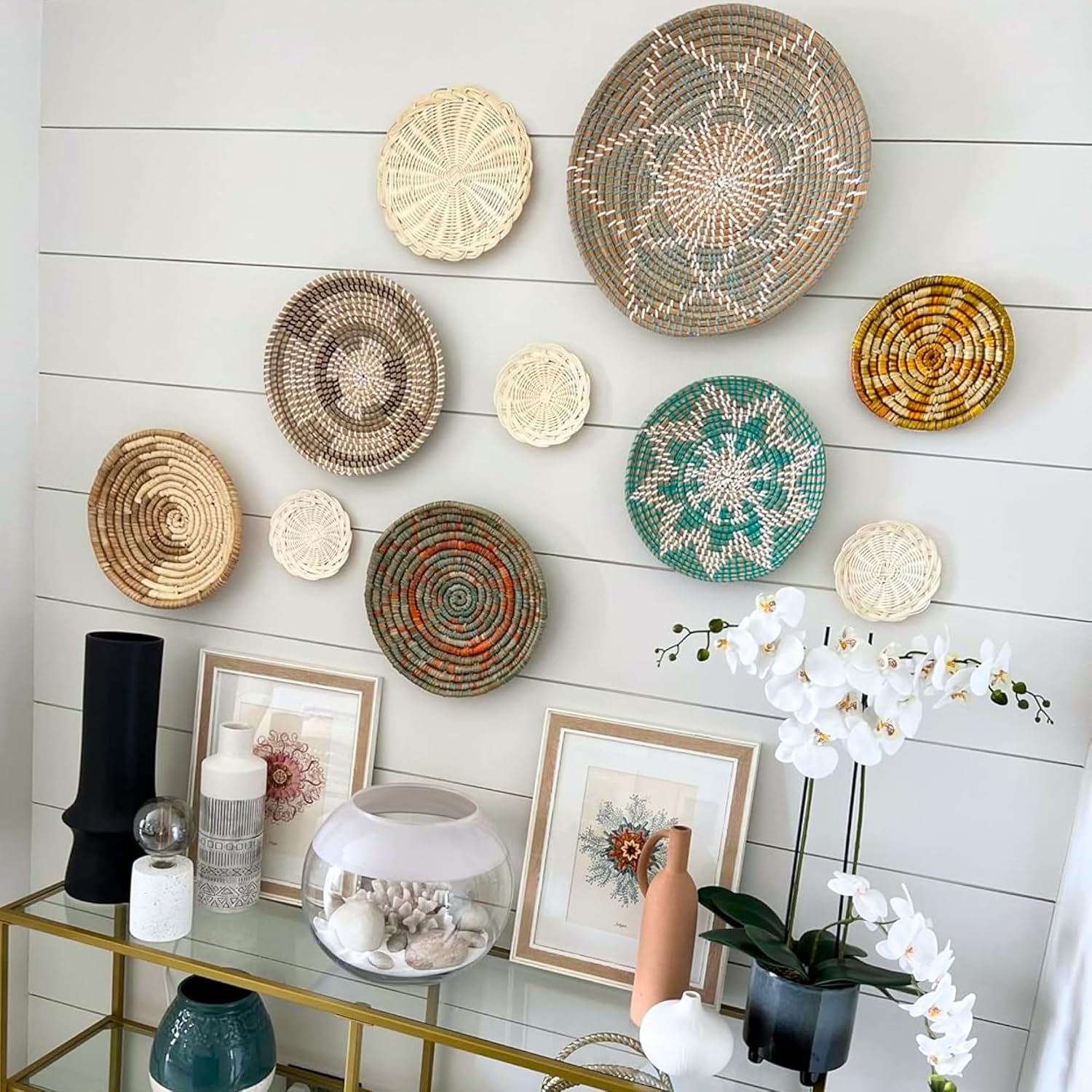 Boho Baskets / Wicker Basket Wall Decor / Natural