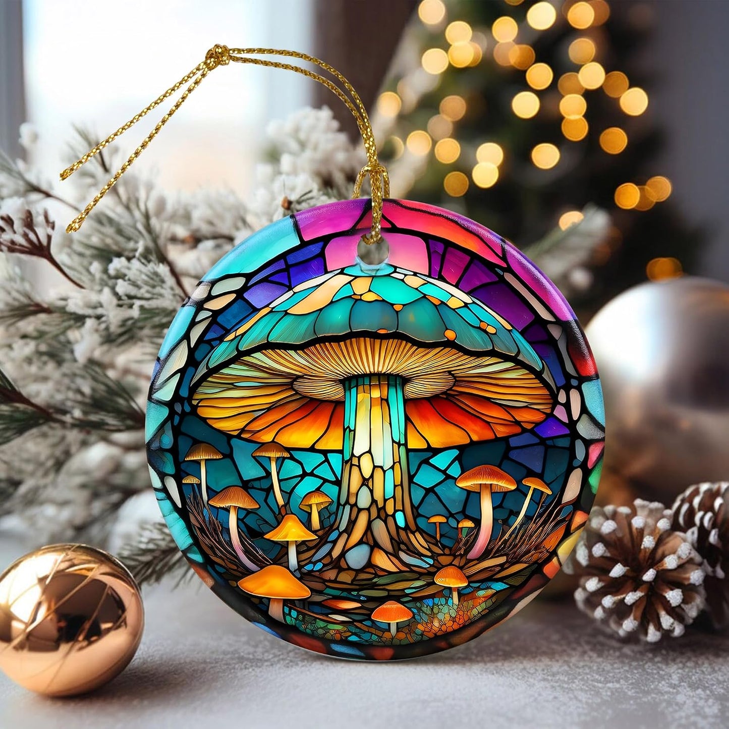 Stained Ceramic Mushroom Ornament / Mushroom-s126