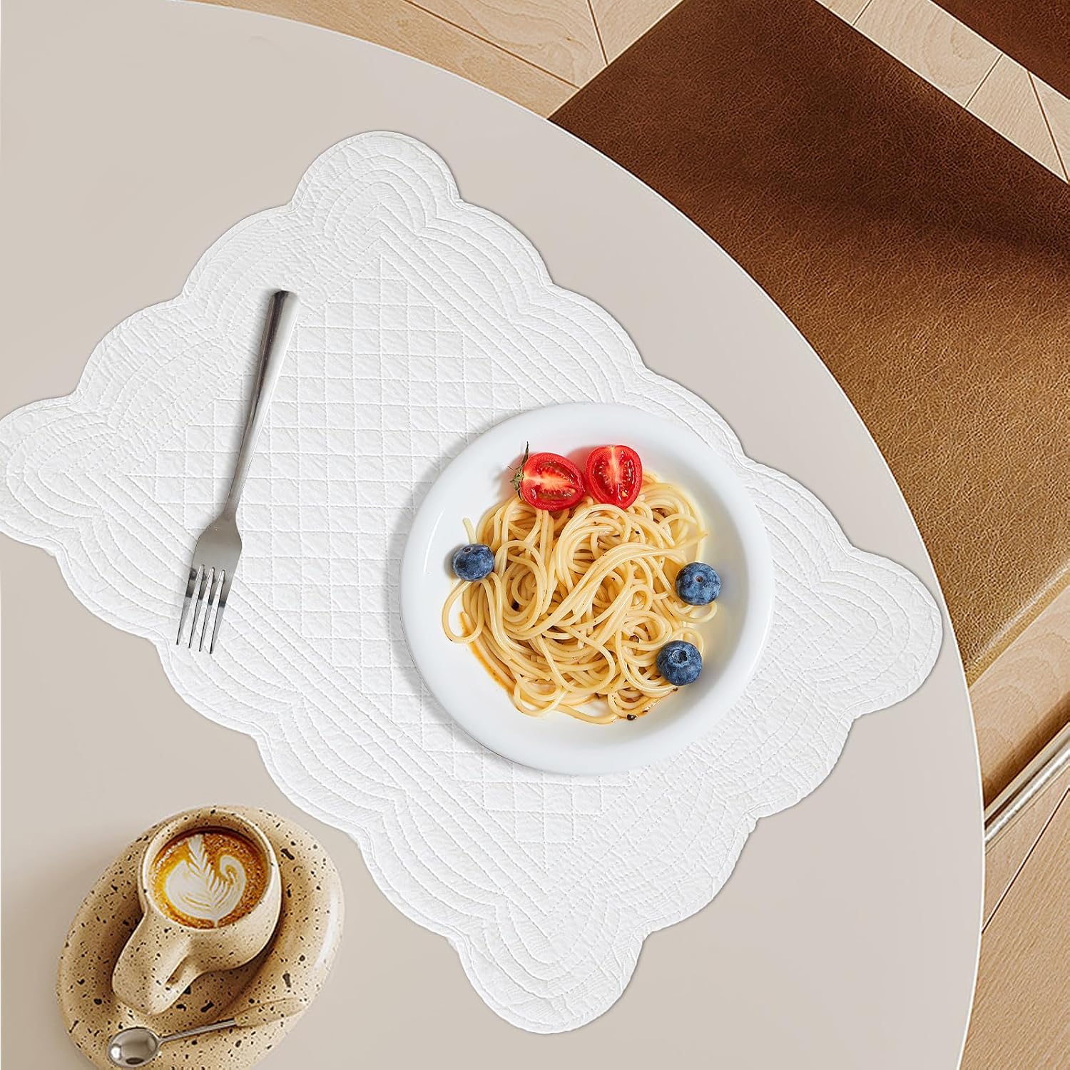 100% Cotton Quilted Placemats Set of 6,Washable Cloth Table Placemats for Kitchen & Dining Table