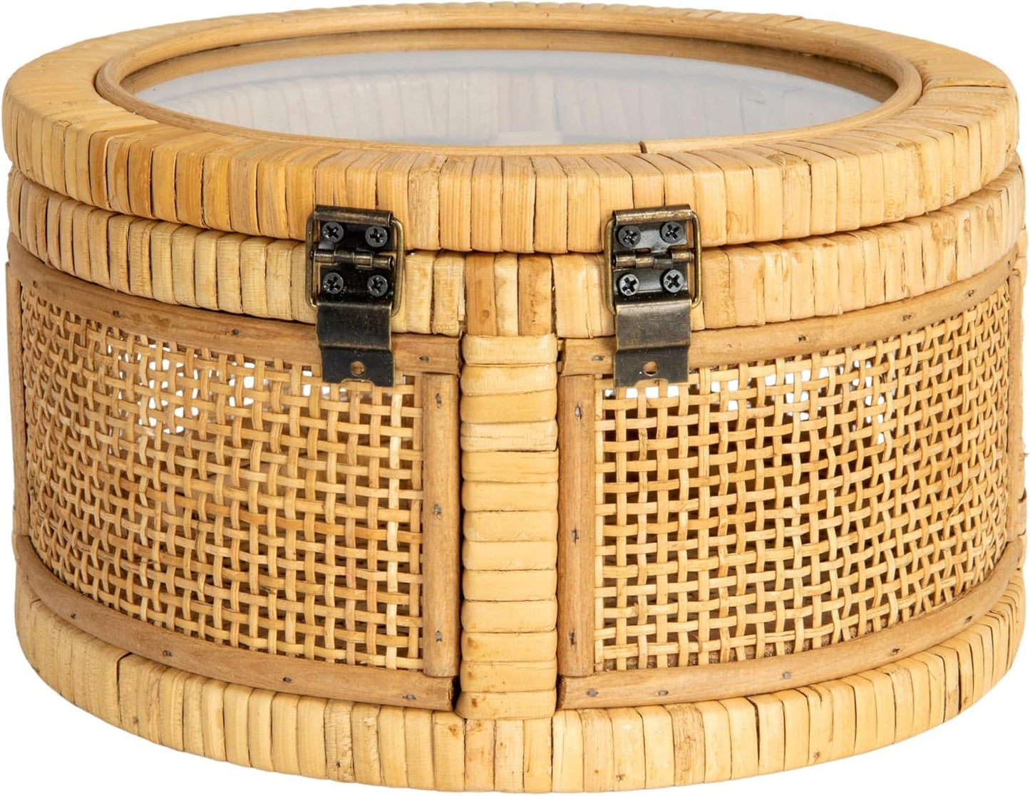 Rattan and Bamboo Nestable Round Storage / Natural / Set of 2