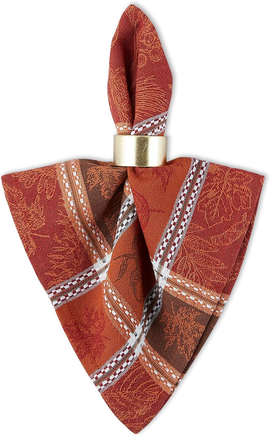 DII Traditional Harvest Wheat Jacquard Collection Thanksgiving Fall Table Décor Damask Cotton, Square Napkin Set