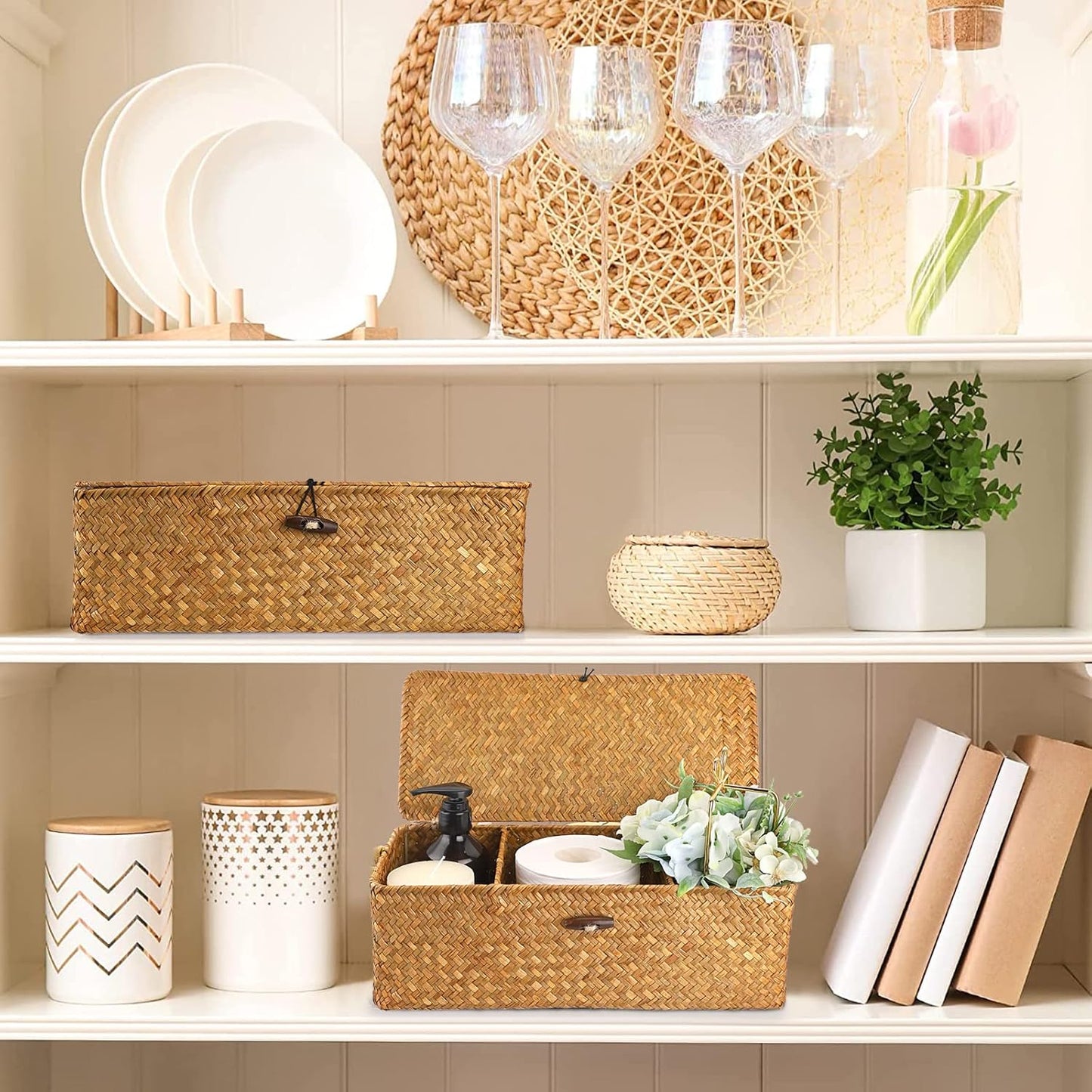 Seagrass Storage Basket Bin / Medium / Caramel