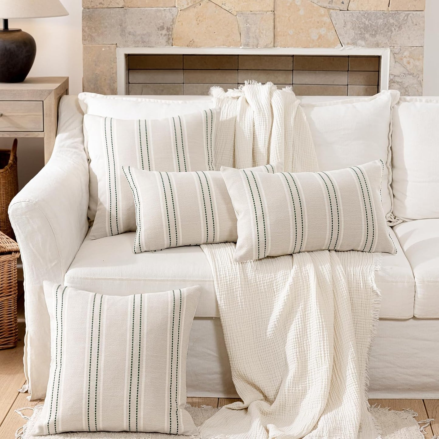 Spring Throw Pillow Covers Green Pillow Covers Farmhouse / Dark Green / 18 x 18 / Set of 2