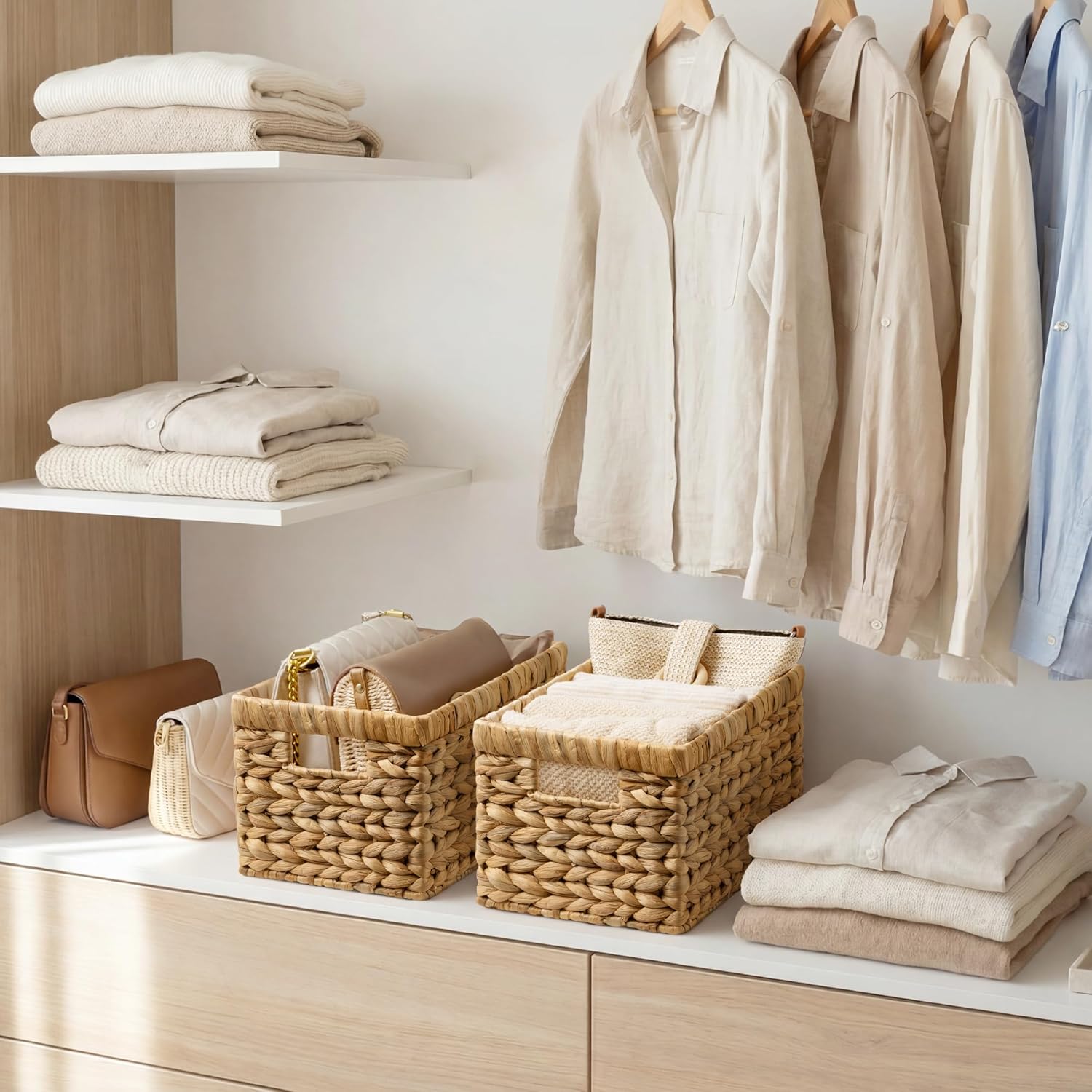 Wicker Basket / Storage Basket / Natural / 2 x 13