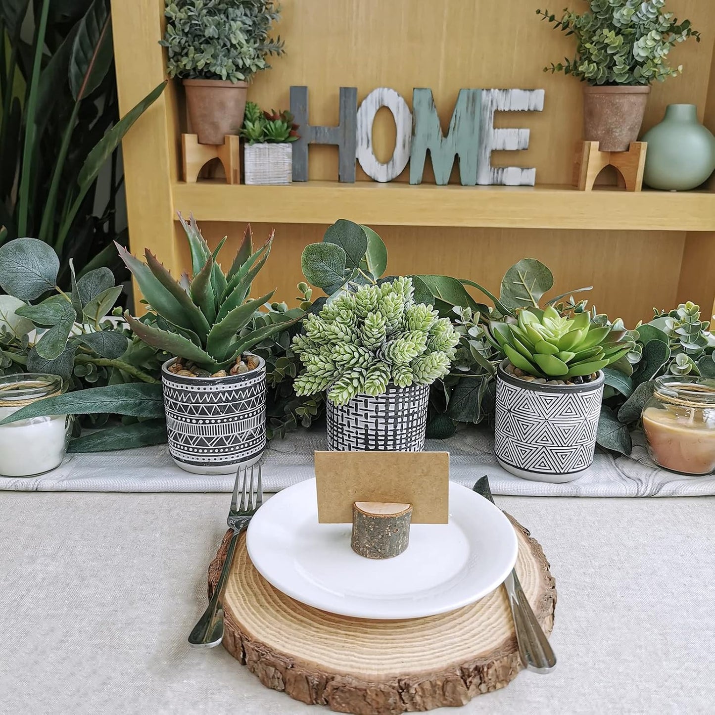 Assorted Small Potted Succulents Arrangement Artificial Succulent Plants / Black / Set of 3