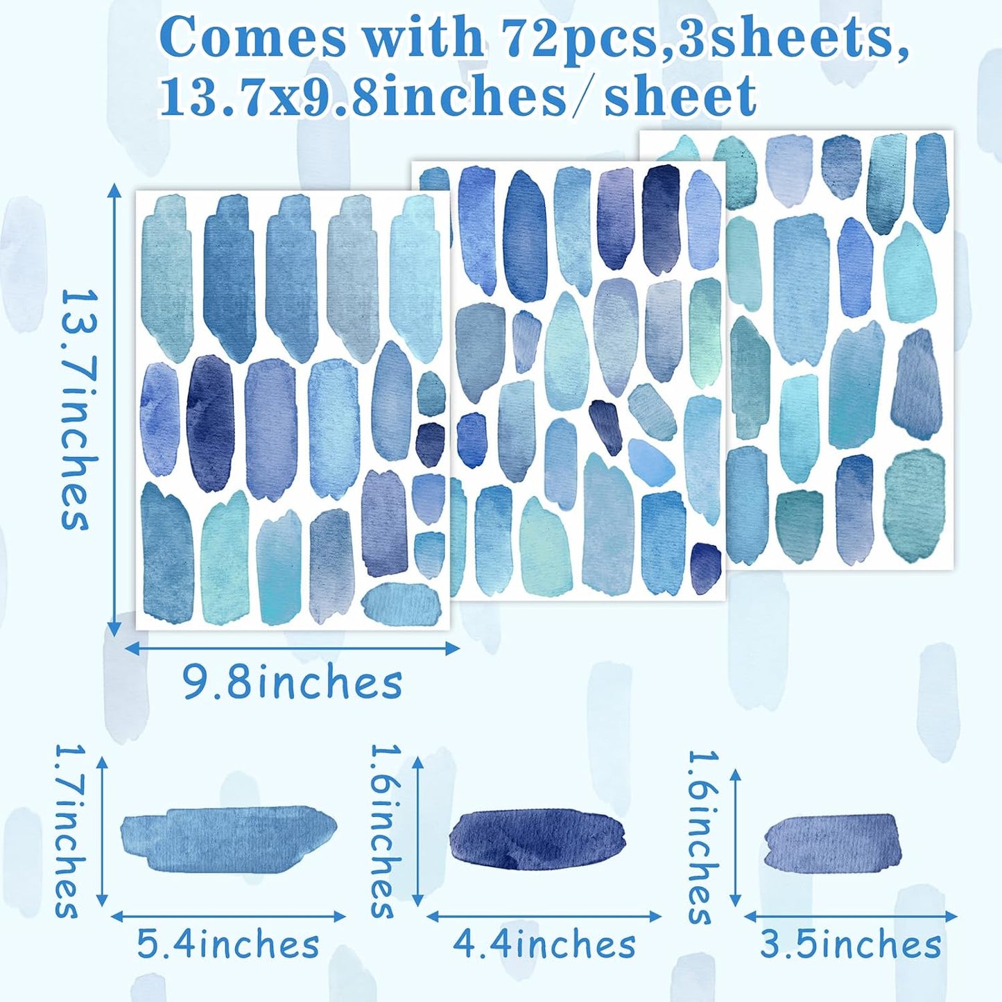 Watercolor Wall Stickers Boho Line Wall Decals Peel and Stick Lines Stripes / Lines D / Blue