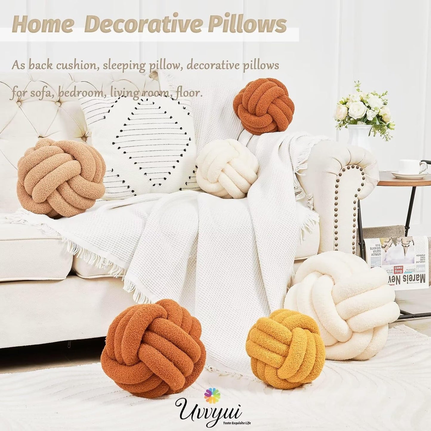 Round Boucle Pillow / Beige / Small
