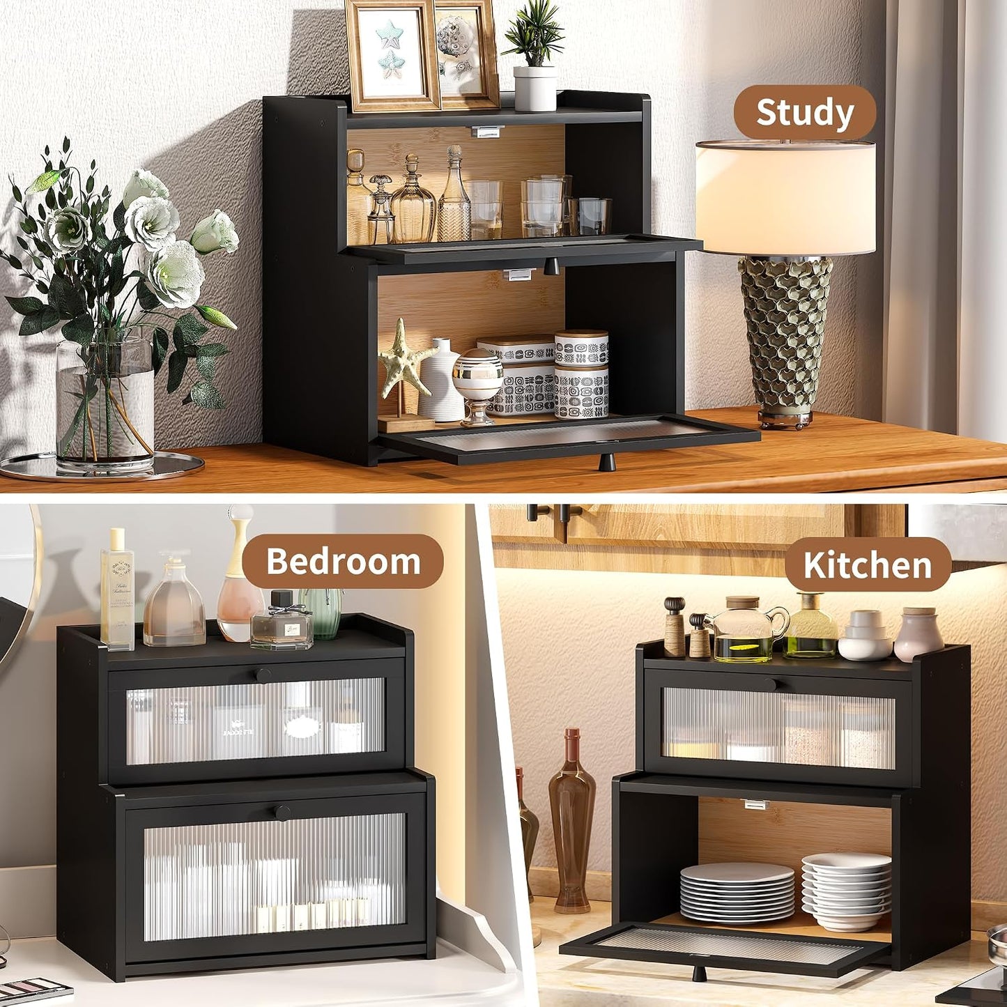 Bread Box for Kitchen Countertop Double Layer Large Corner Bread Box Capacity Bread Storage Bin Farmhouse Breadbox