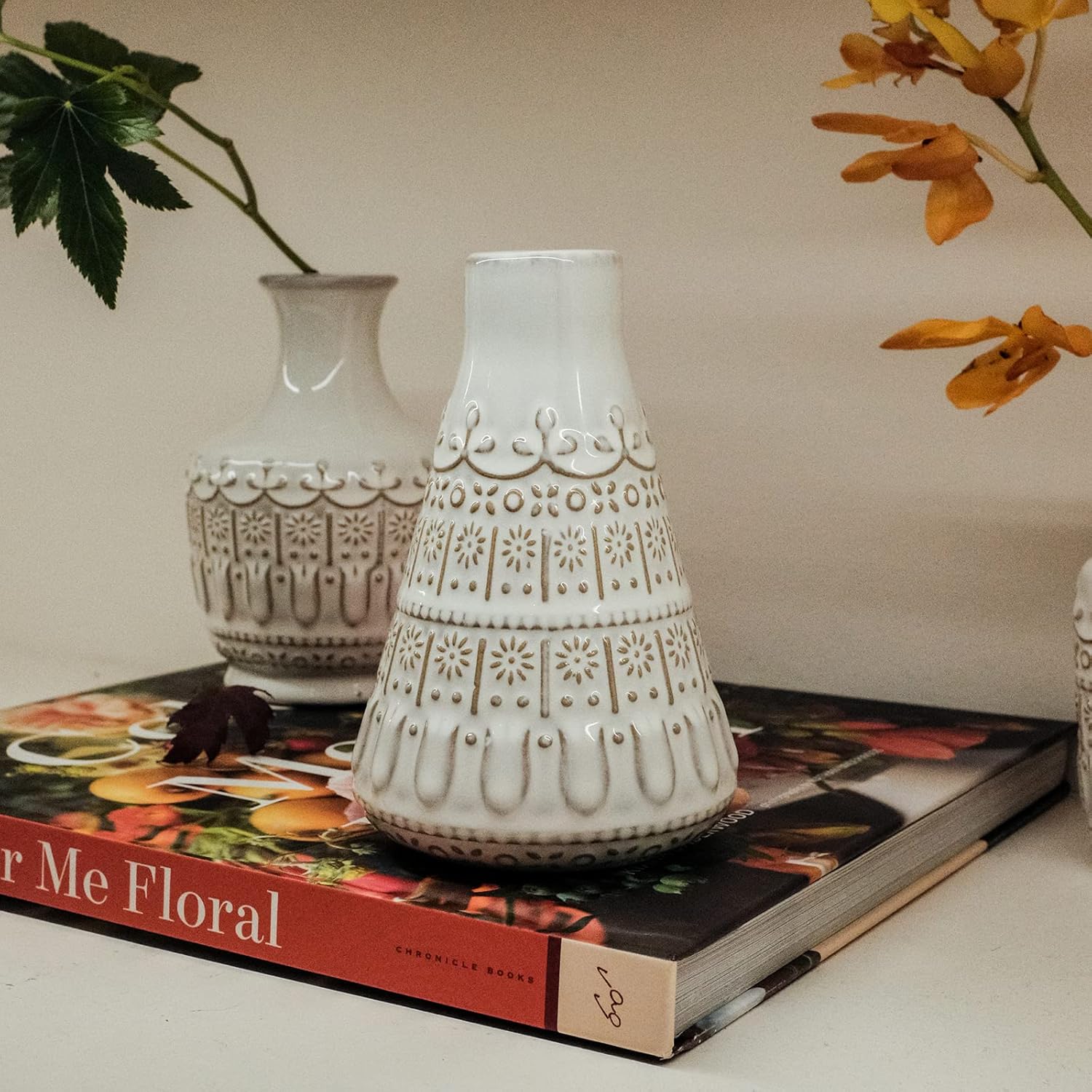 Vintage Vases for Centerpieces / White / Set of 10
