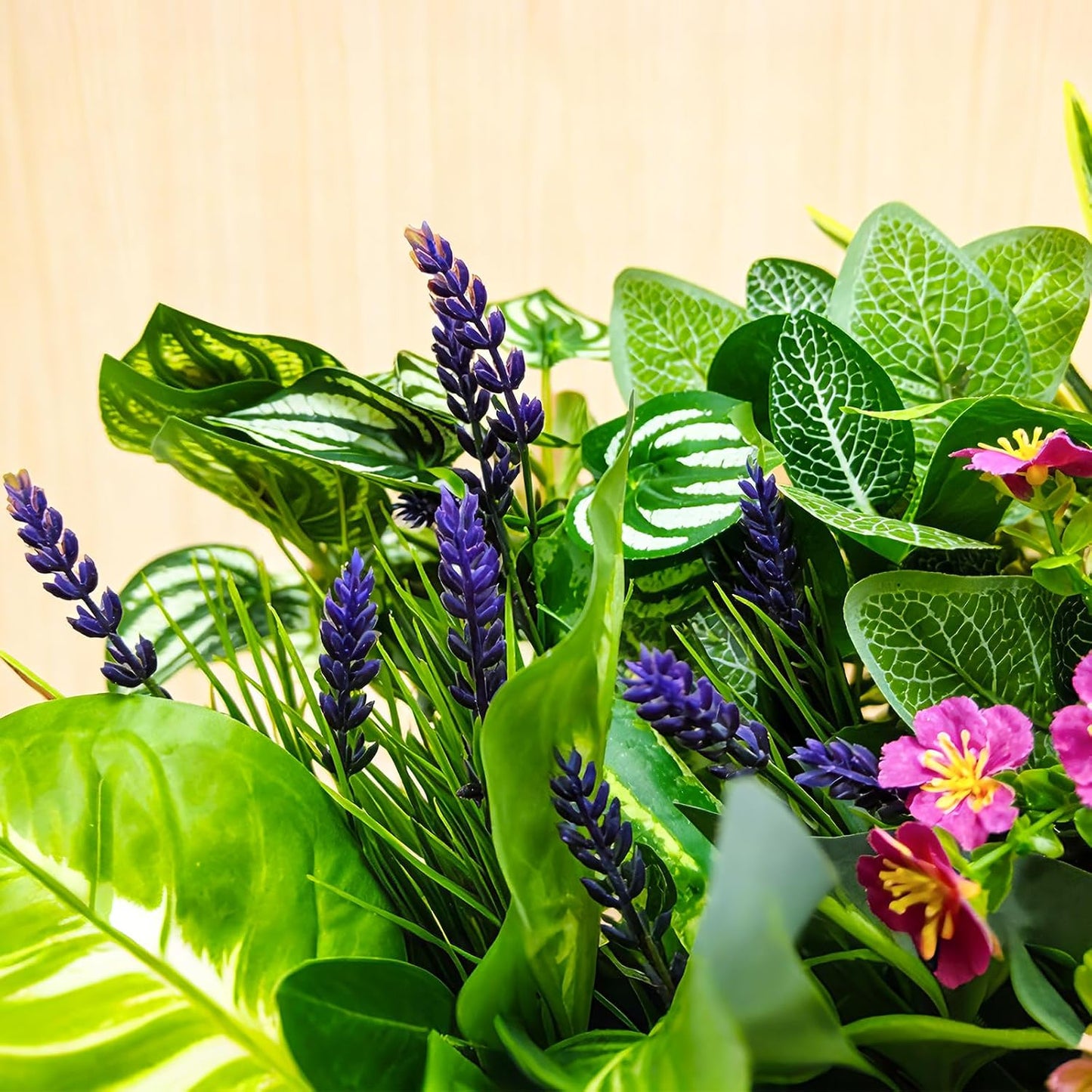 Artificial Plants / Green Plants with Flowers / Set of 12