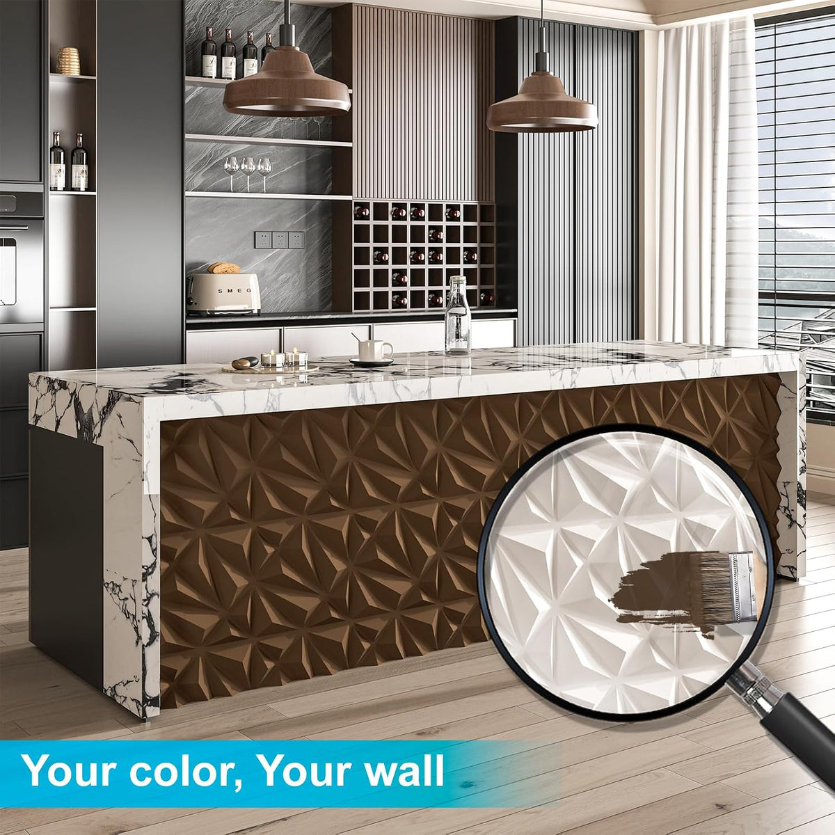 Art3d Diamond Textured 3D Wall Panels, 11.8 x 11.8 in, 33-Pack, White