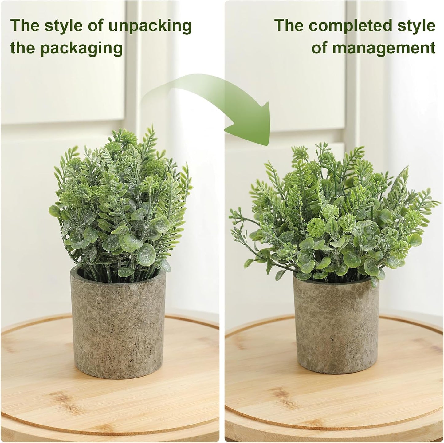 Mini Potted Fake Plants Artificial Plastic Indoor Eucalyptus Plants / Light Green / Set of 3