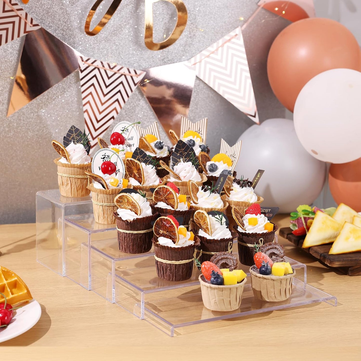 10 Pack Large Acrylic Display Stands, 2 Set(10”L~11”L~12”L) | Perfume Stand Organizer, Clear Cupcake Stand, Display