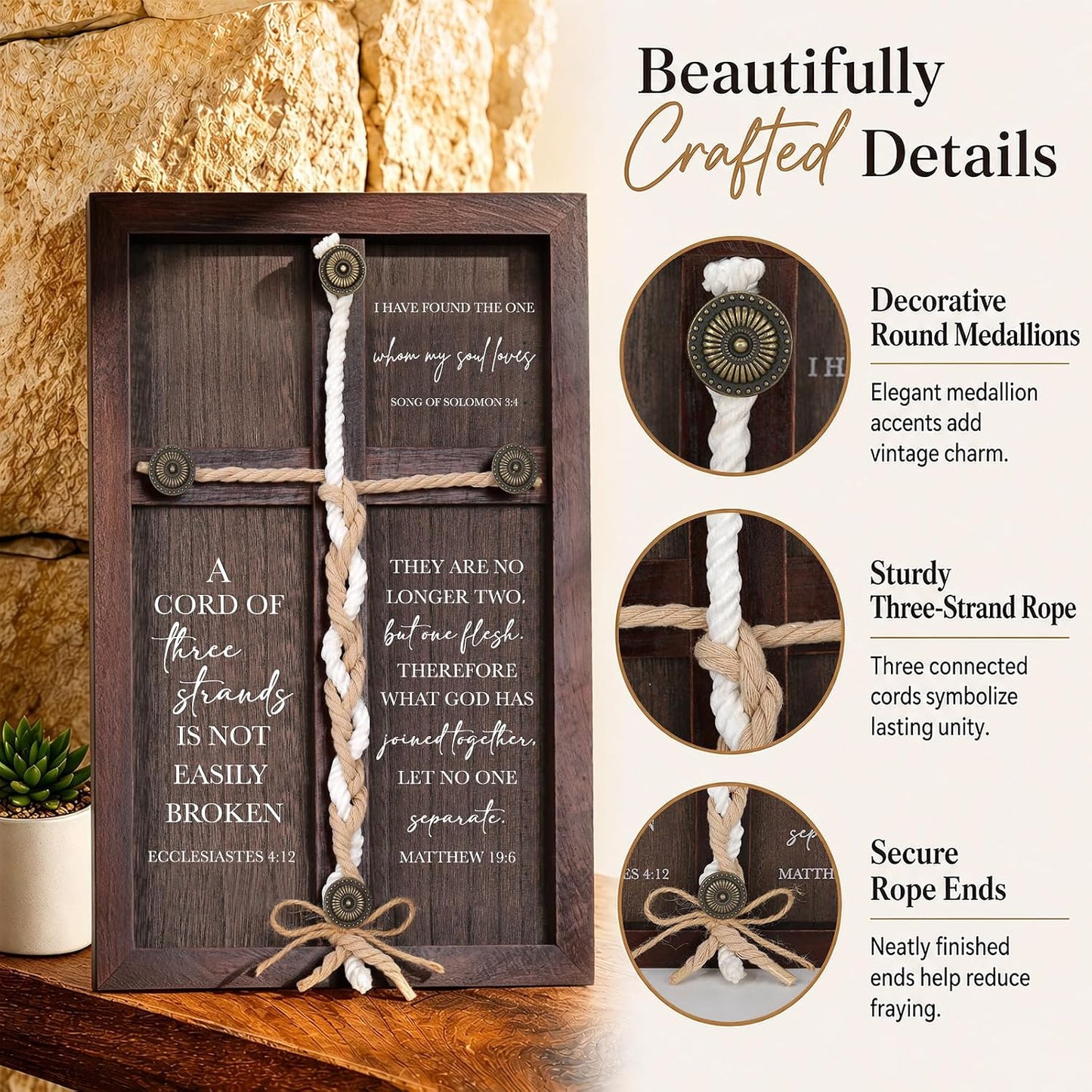 Wooden Unity Rope Cross / 15 x 10