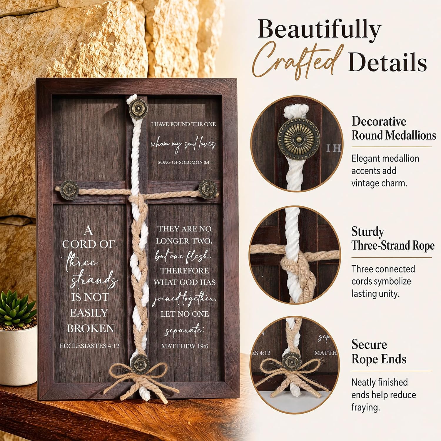 Wooden Unity Rope Cross / 15 x 10