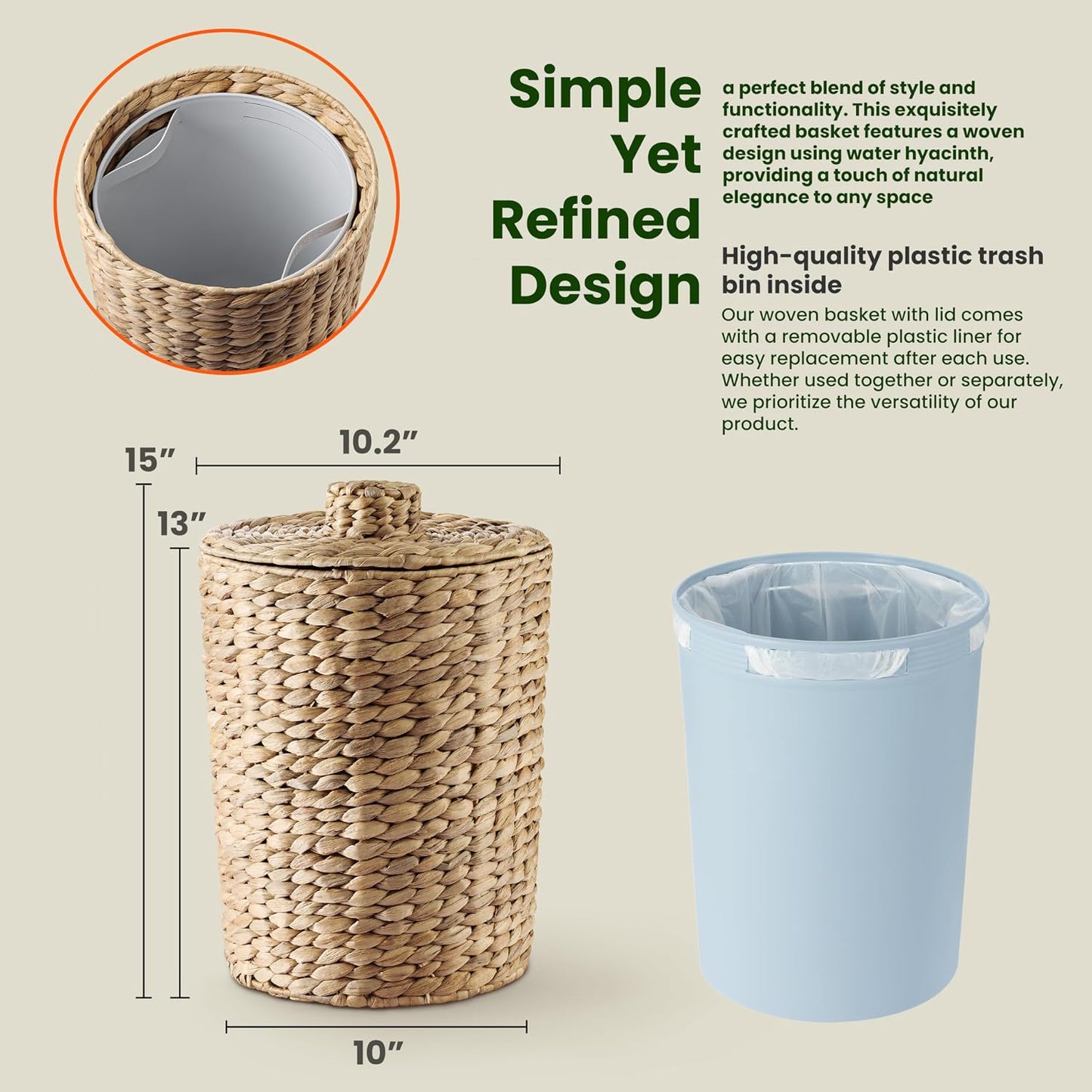 Wicker Waste Basket / Natural / 4 Gallons