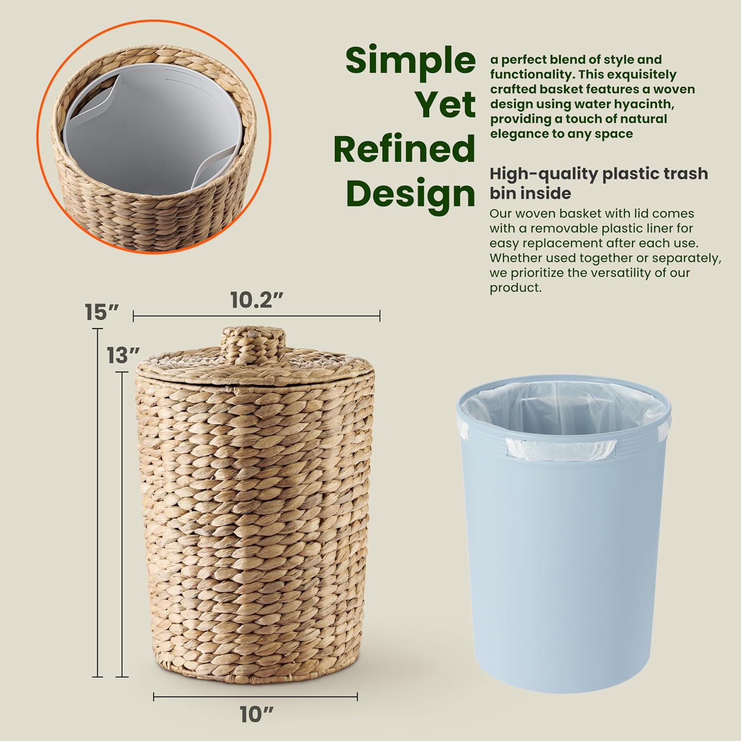 Wicker Waste Basket / Natural / 4 Gallons