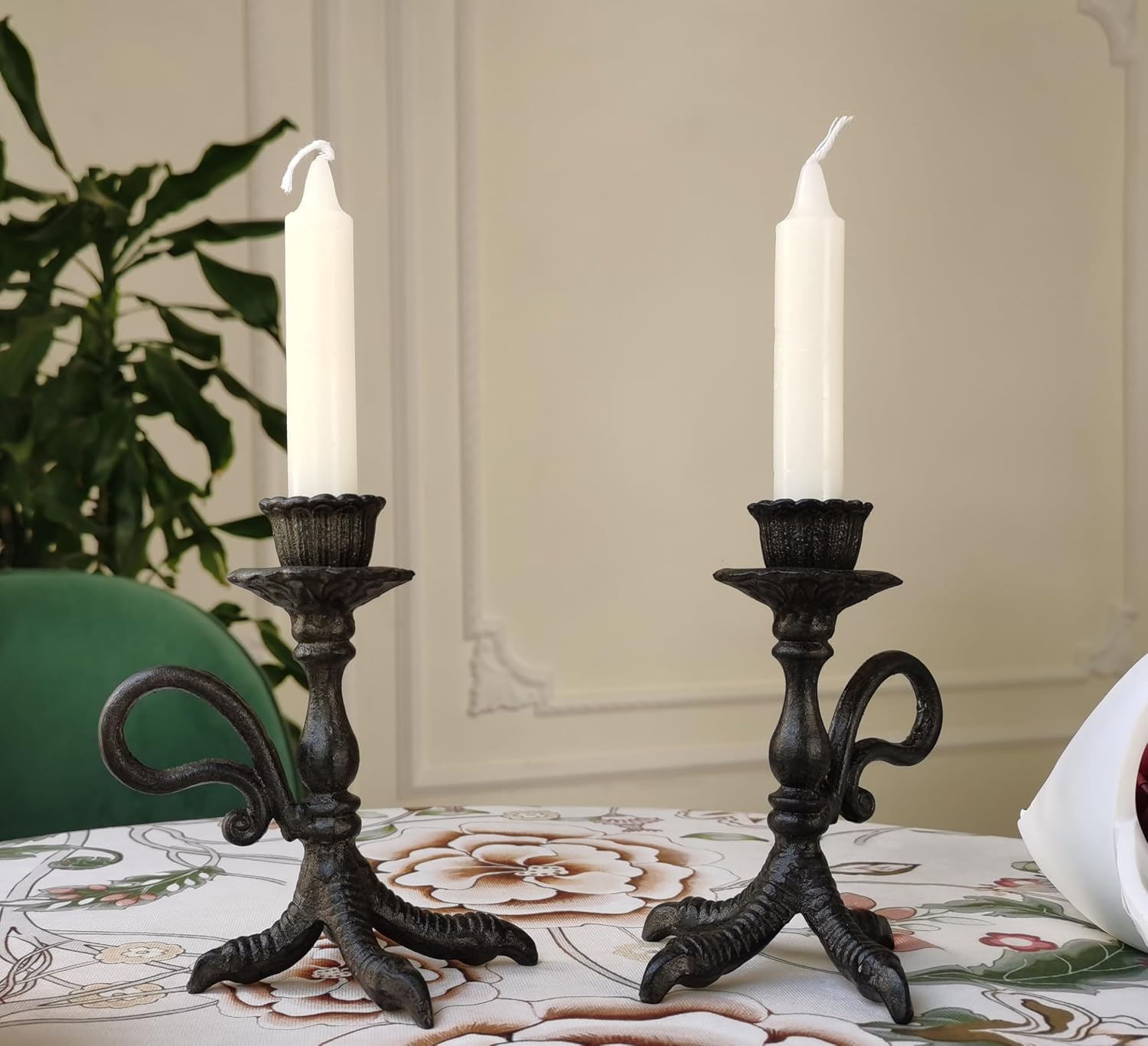 Claw Foot Candlestick Holders - Feet Taper Candle Holders, Black Candlesticker Holders Set 2