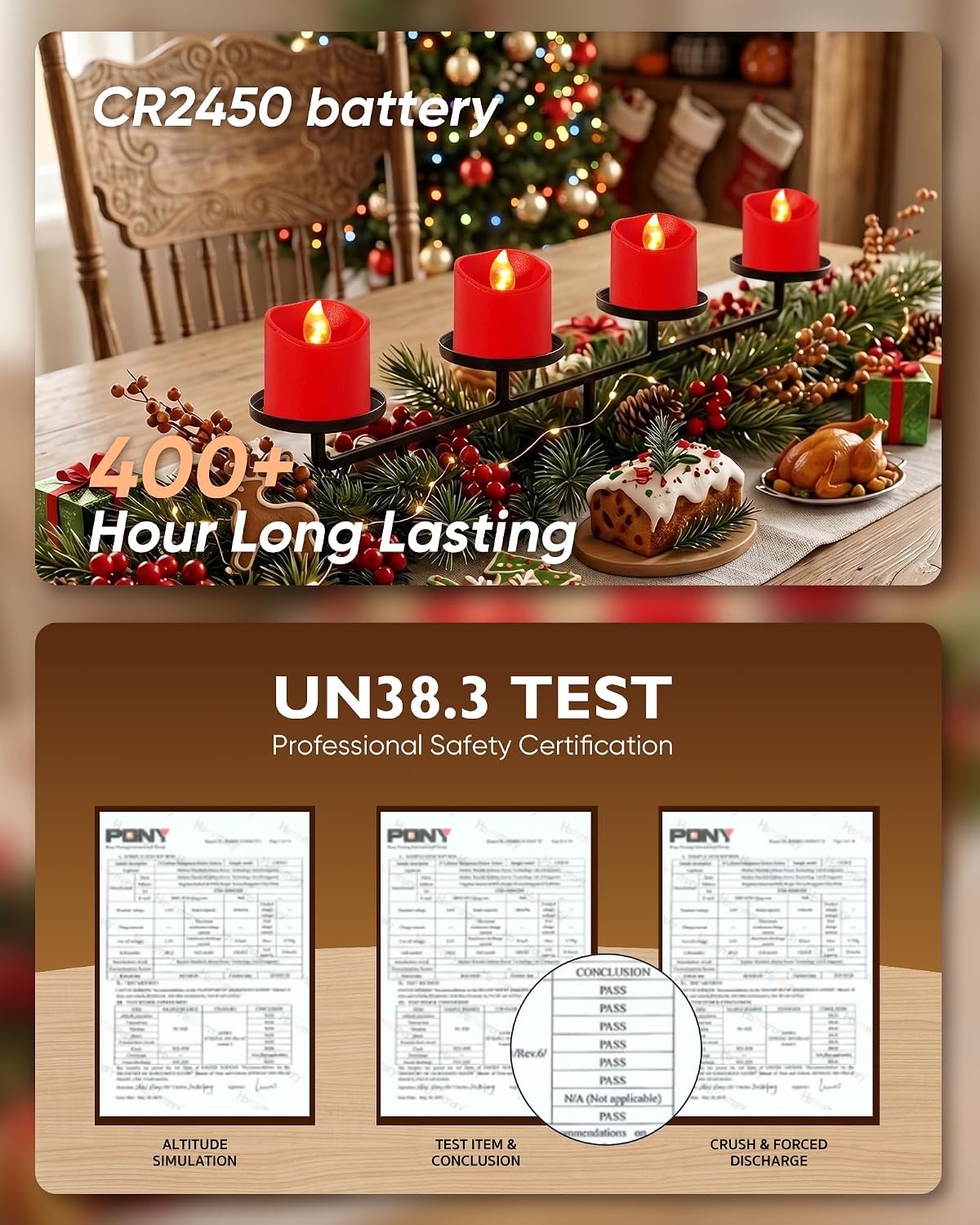 Homemory Red Flameless LED Votive Tealight Candles & Timer Remote, 24Pack | Battery operated, 400+ hour runtime