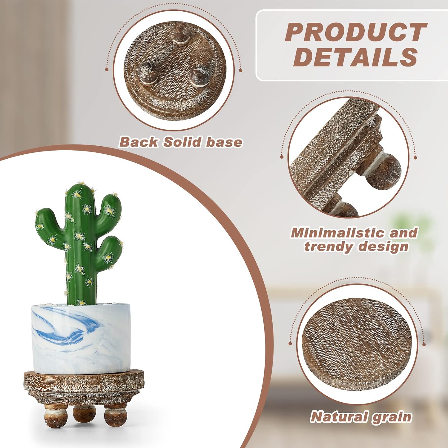 Mini Wood Risers for Decor Round Wooden Riser Small Wooden Stool Display / Brown / Set of 4