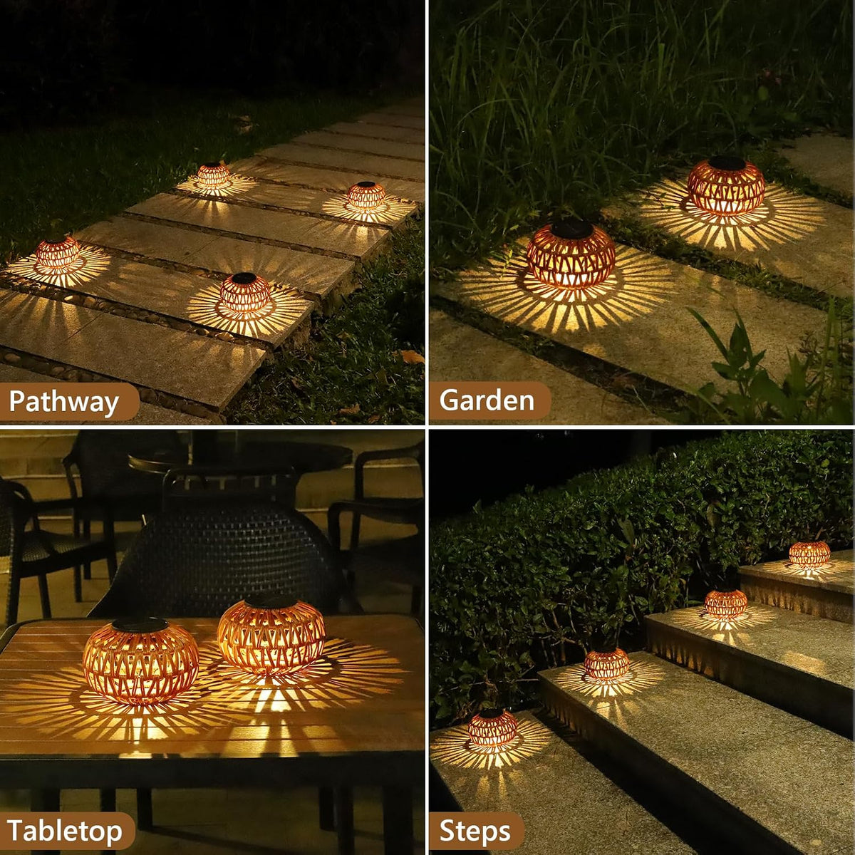 2 Pack Solar Lanterns Outdoor Waterproof, Outdoor Table Lamp Decor, Rattan Solar Lights Decorative, Small Tabletop