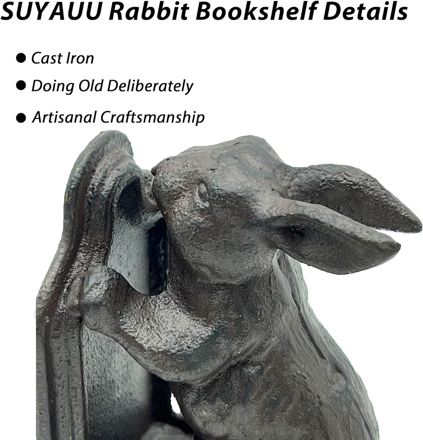 Bunny Heavy Duty Book Stands Vintage Antique Shelf / Pure Black