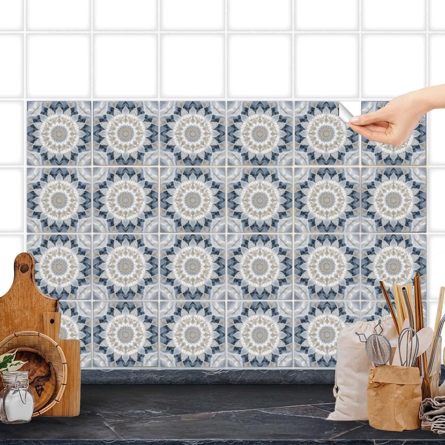 Wall Stickers Backsplash Decals / Multi-color11-24 / 6 x 6 / Set of 24