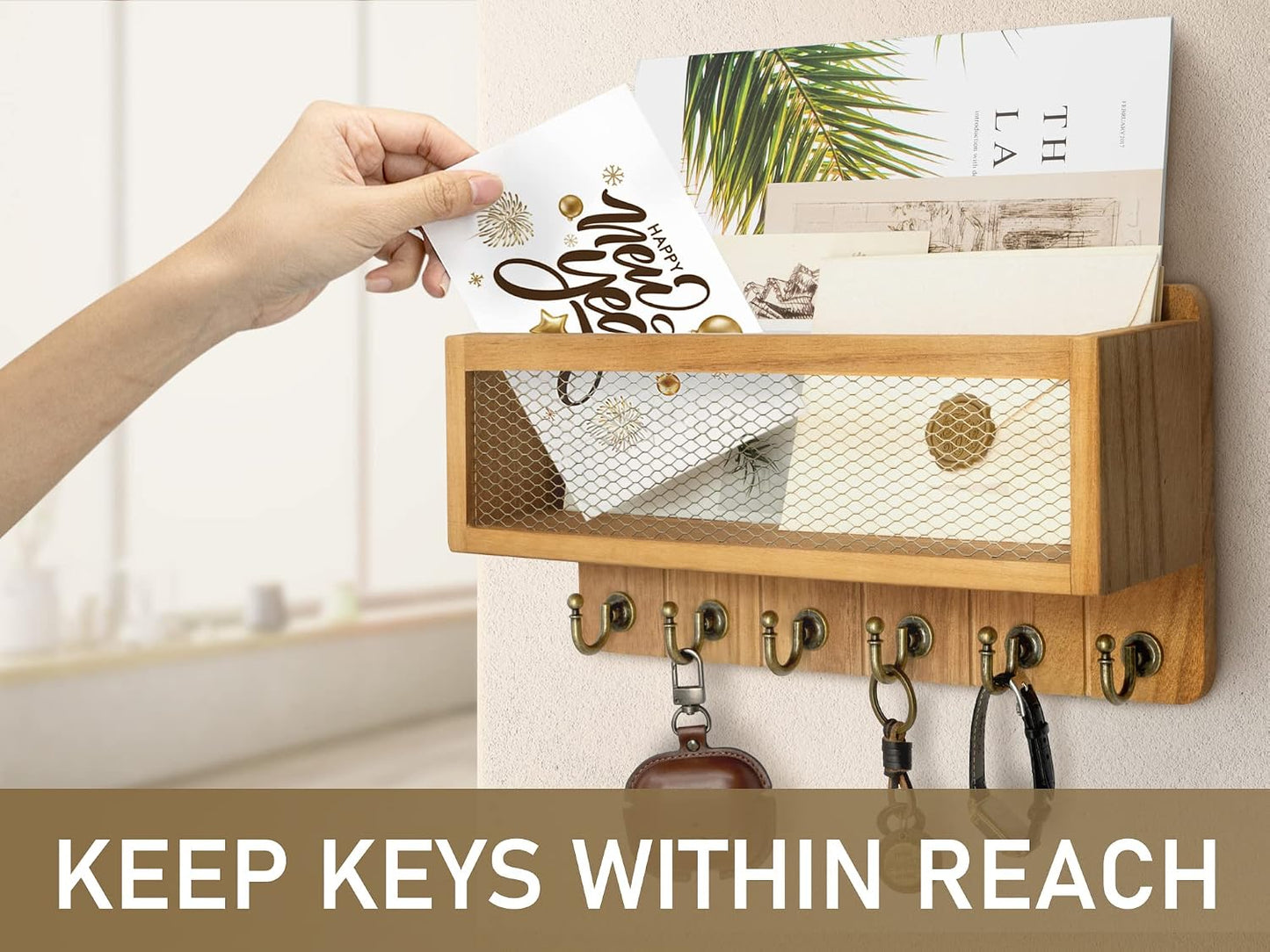 Farmhouse Key and Mail Holder / Yellow