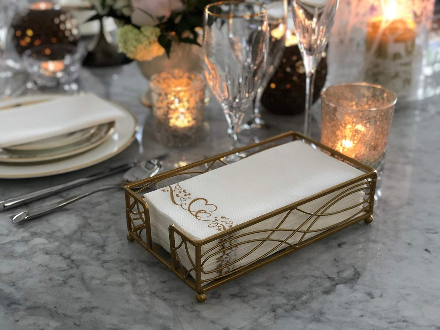 Disposable Paper Hand Towel Storage Tray Caddy / Gold Wave