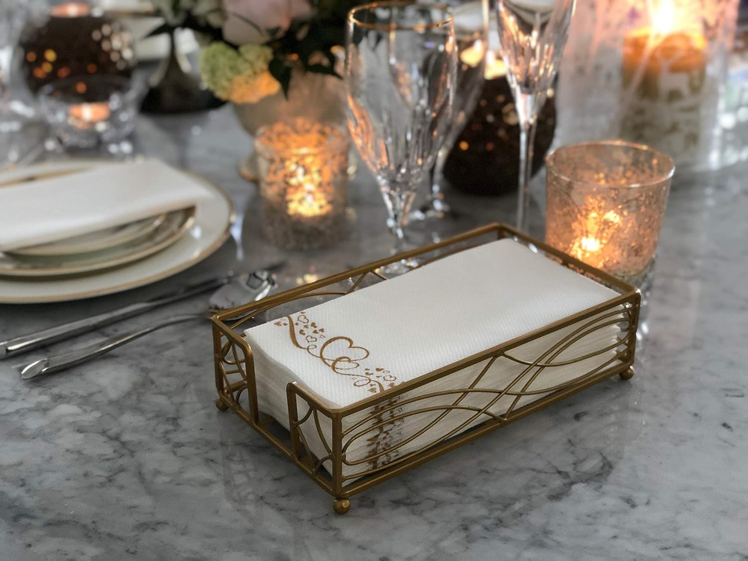 Disposable Paper Hand Towel Storage Tray Caddy / Gold Wave