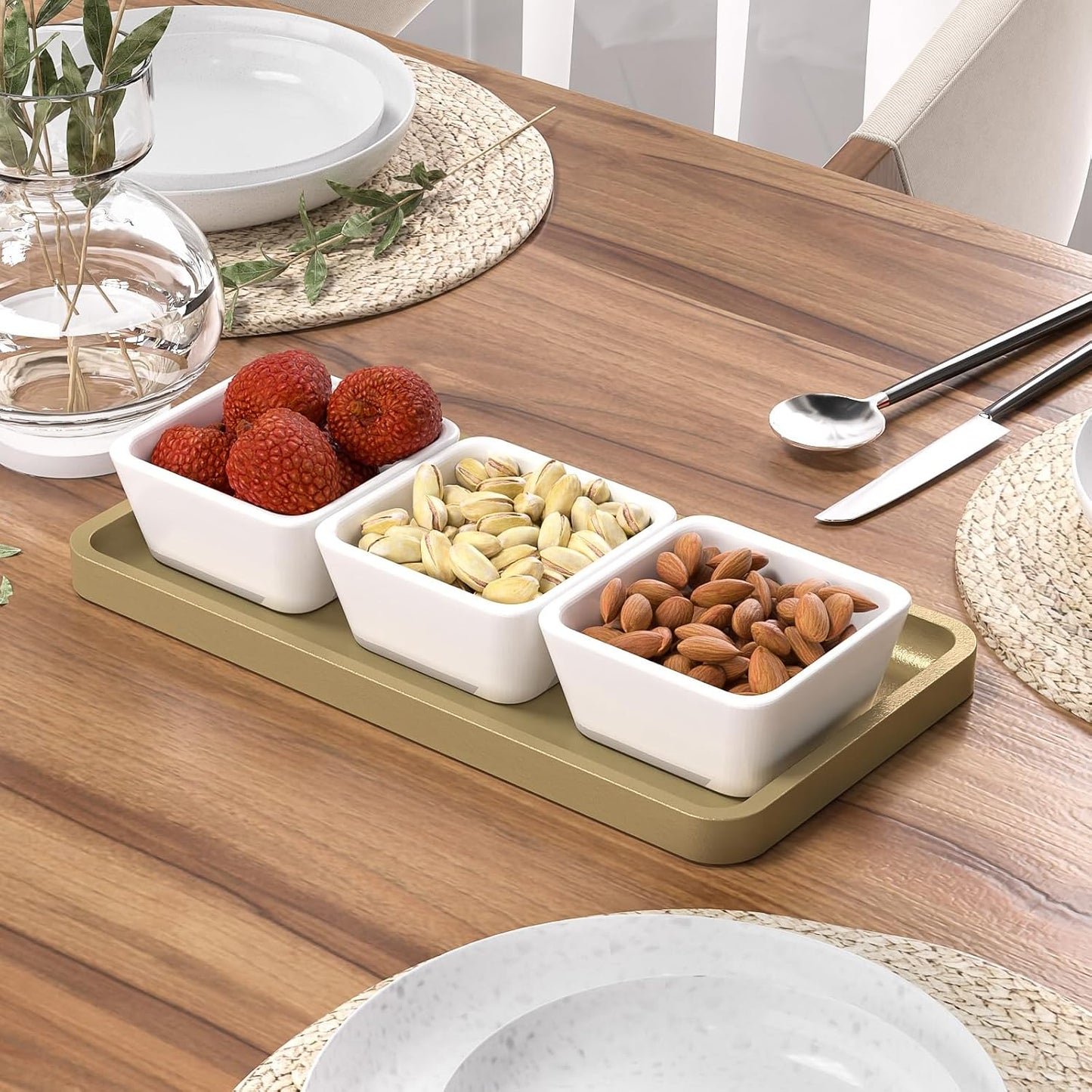 Bamboo Kitchen Tray for Soap / Gold / 11.8 x 6.1 x 0.8