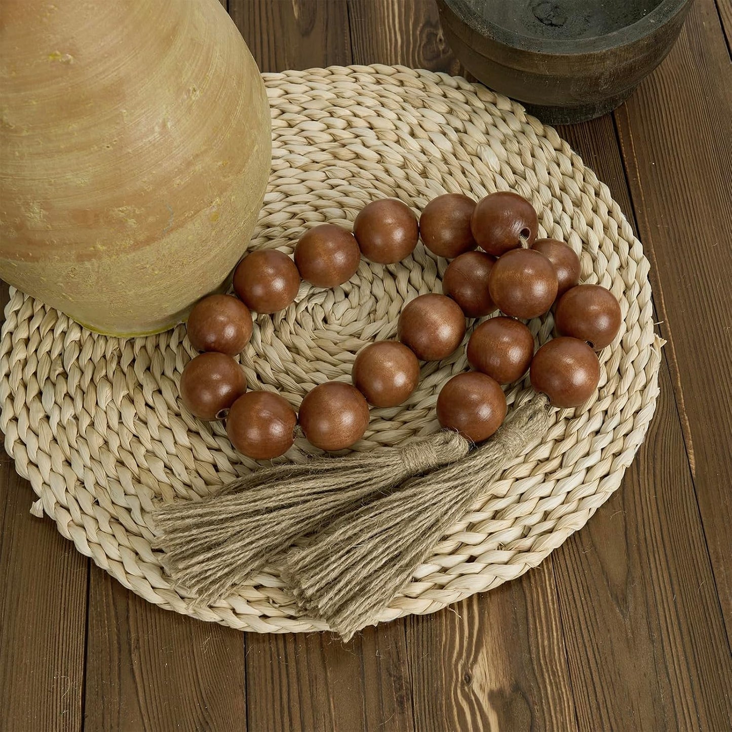 Extra Large Wood Bead Garland Brown / 7 Brown / 41 Inches