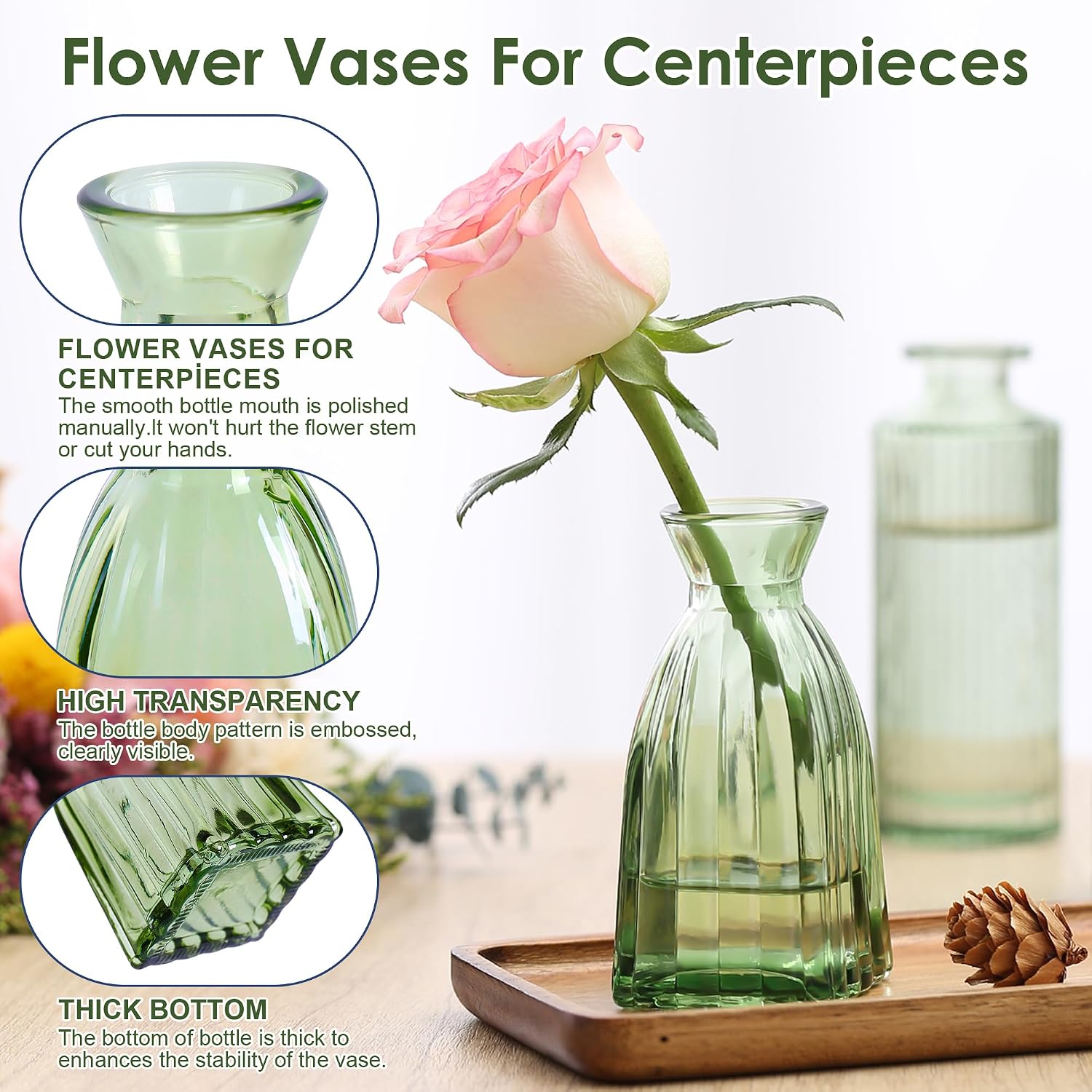 Vintage Small Glass Vases / Hunt Green / Set of 10