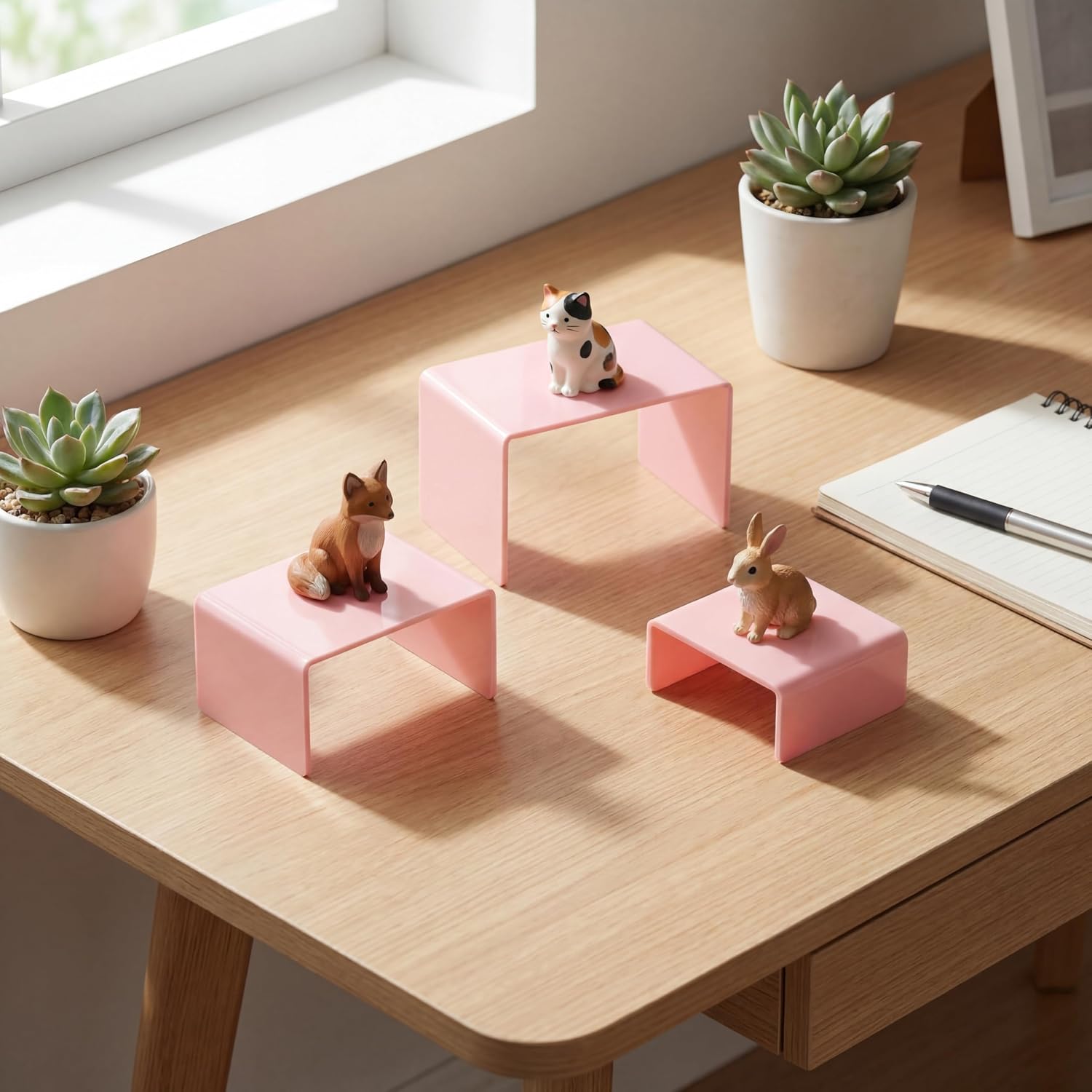 Product Stand / Acrylic Display Risers / Pink / Small Set / Set of 2